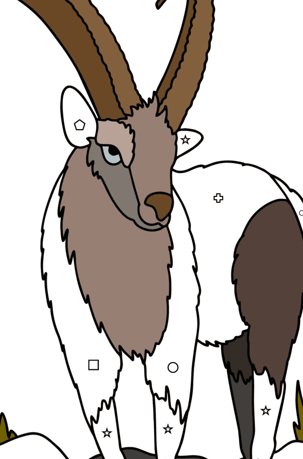 Coloriage Chèvre de montagne sibérienne - Coloriage par Formes Géométriques pour les Enfants