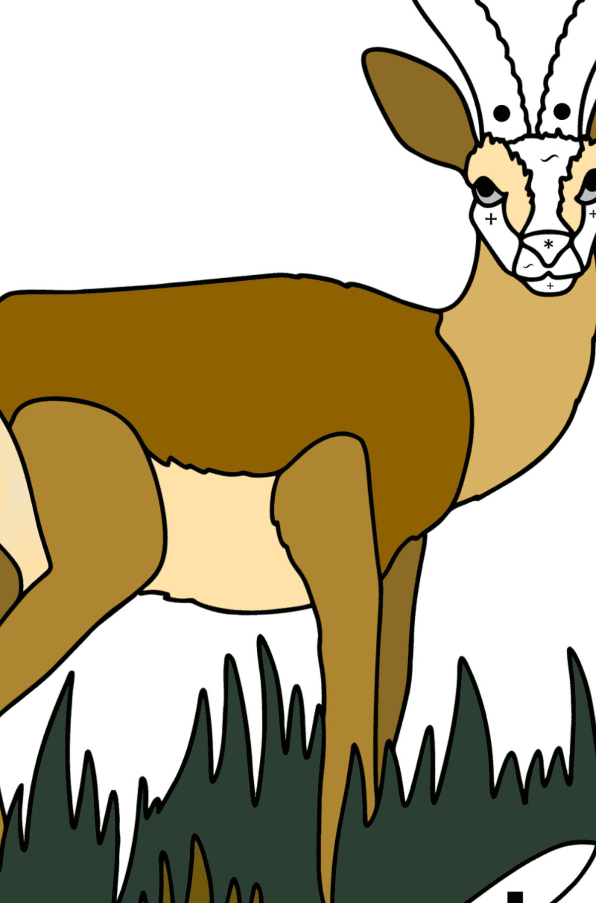 Coloriage Dzeren tibétain - Coloriage par Symboles pour les Enfants