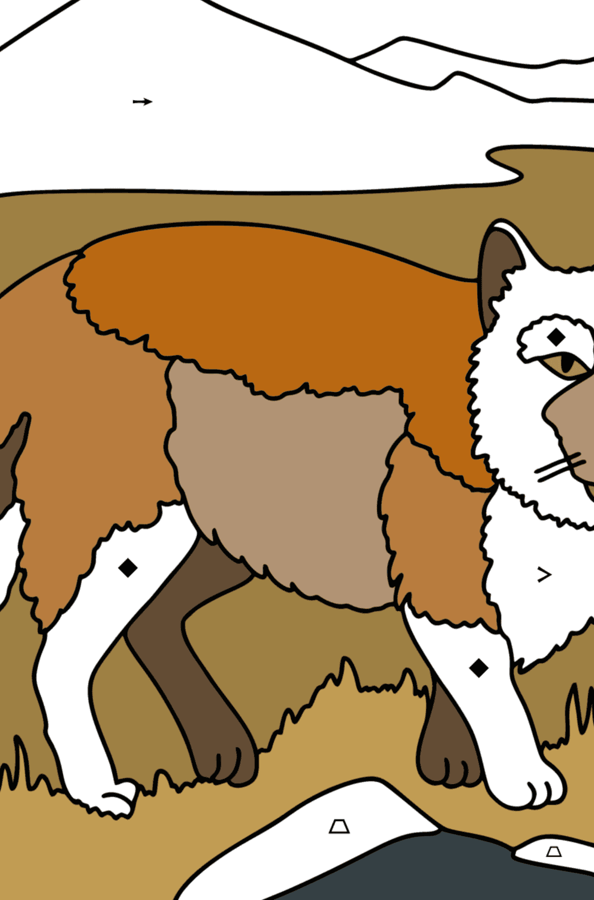 Coloriage Renard tibétain - Coloriage par Symboles pour les Enfants