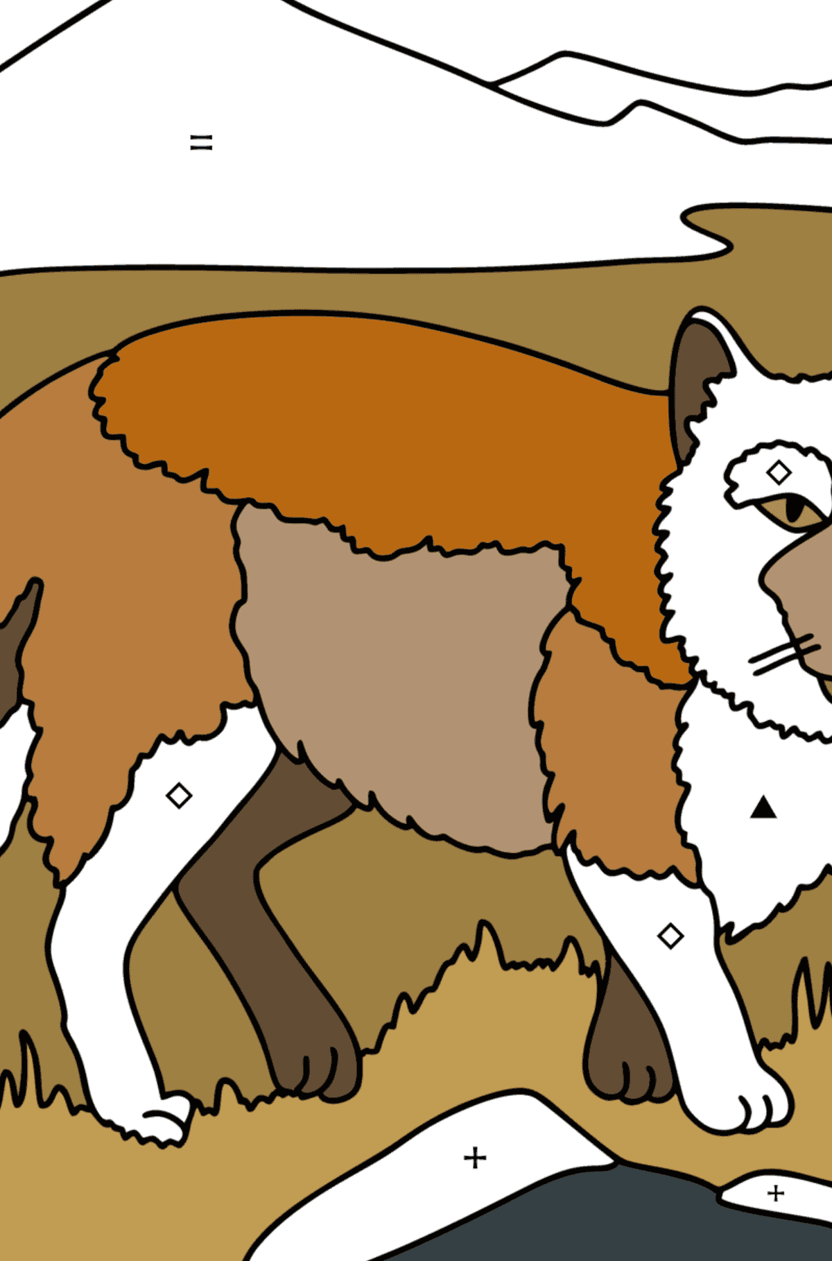 Desenho Raposa tibetana para colorir - Colorir por Símbolos para Crianças