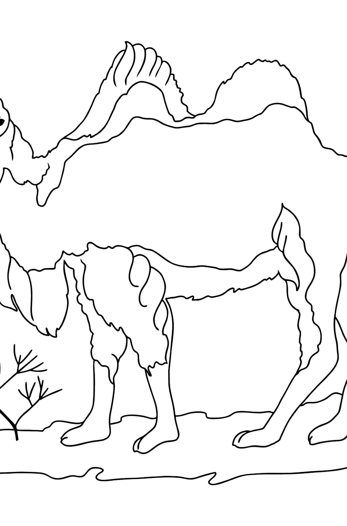 Coloring Page - A Camel in the Desert - Coloring Pages for Kids