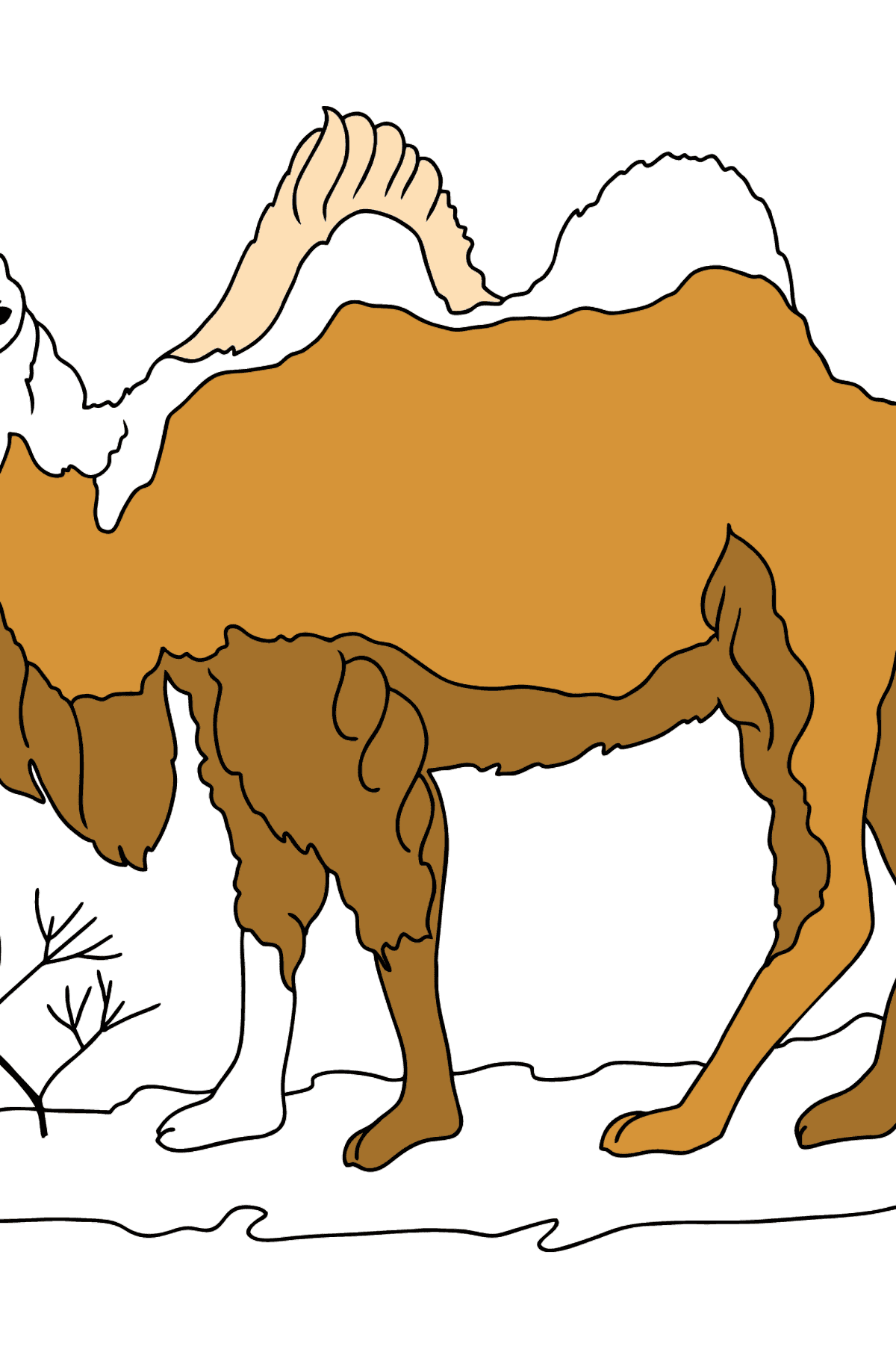 A Camel with Two Humped Coloring Page - Coloring Pages for Kids