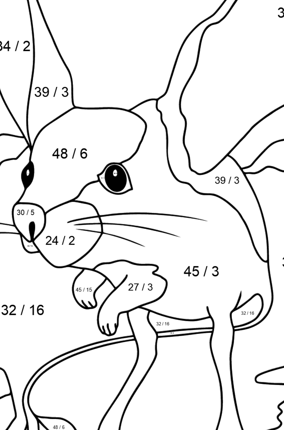 A Jerboa is Inspecting the Area Coloring Page - Math Coloring - Division for Kids