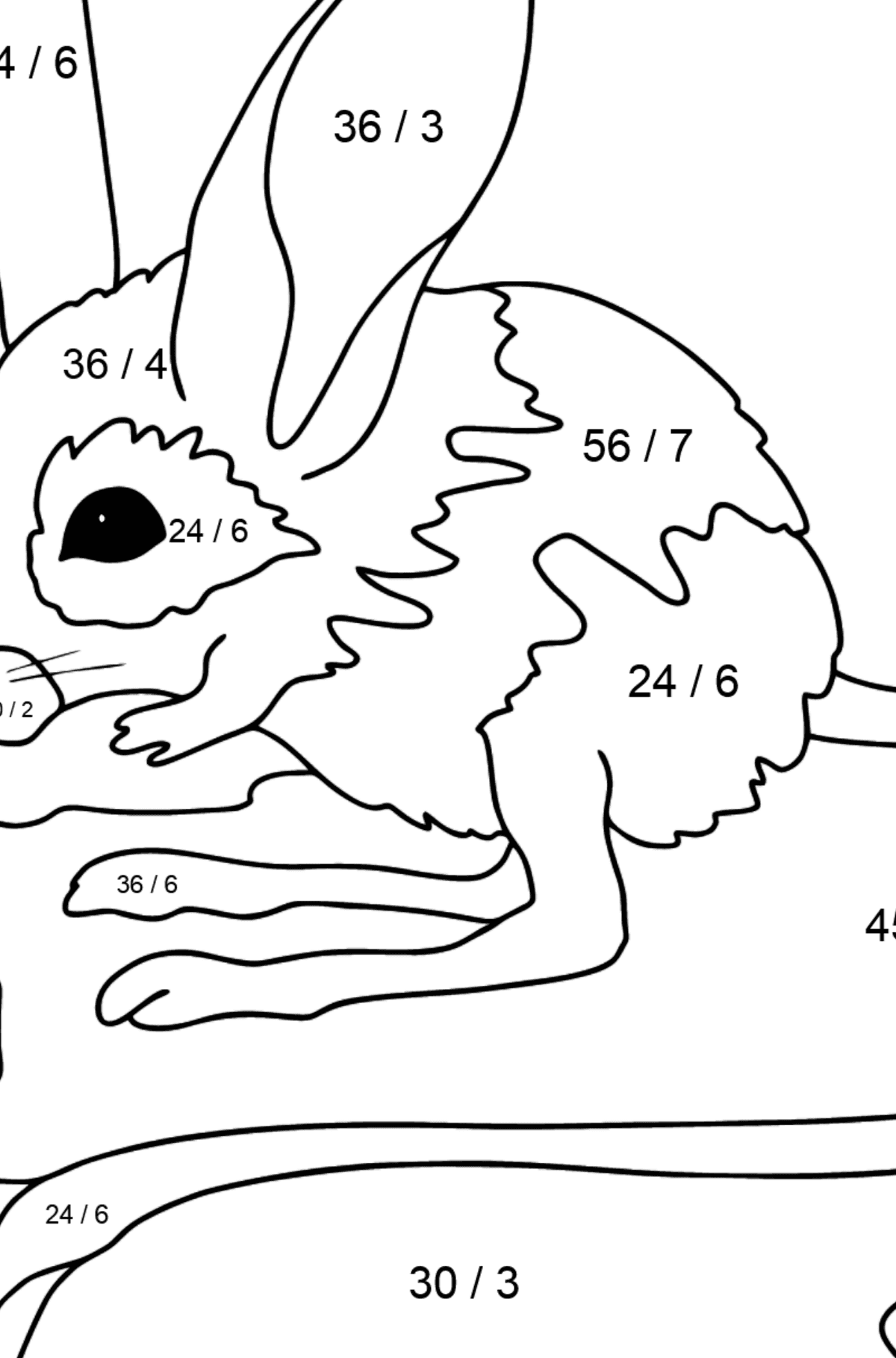 Desen de colorat iepure de pământ (dificil) - Desen de colorat - Împărțire pentru copii