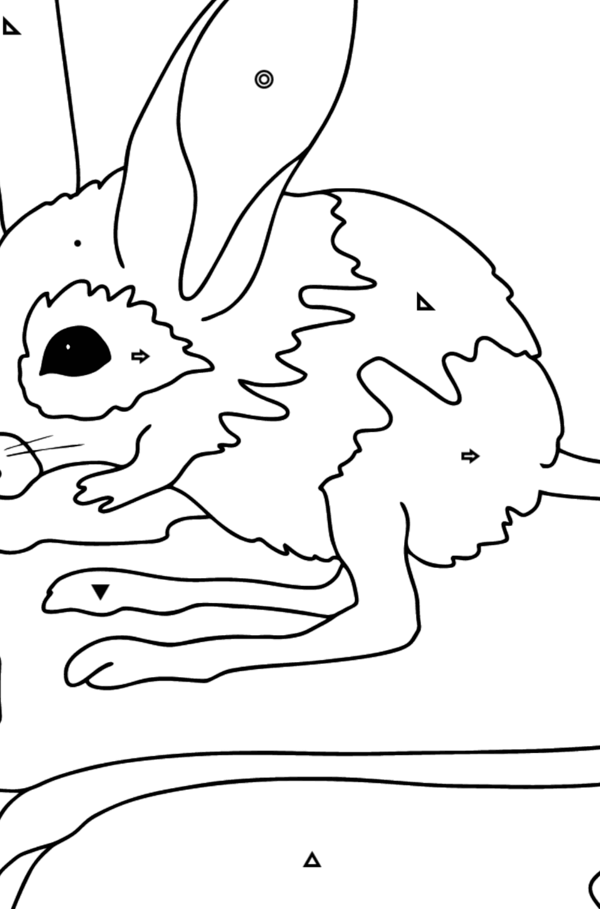 Desen de colorat iepure de pământ - Desen de colorat după Simbol și Forme Geometrice pentru copii