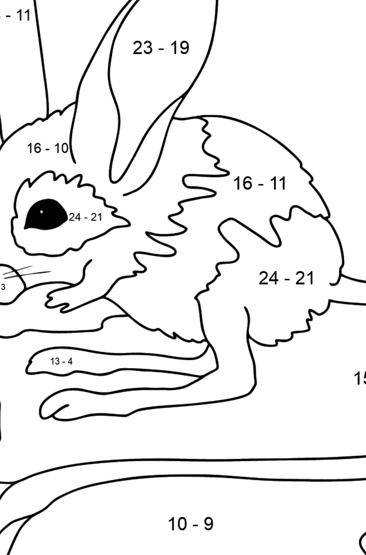 Desen de colorat iepure de pământ - Desen de colorat - Scădere pentru copii