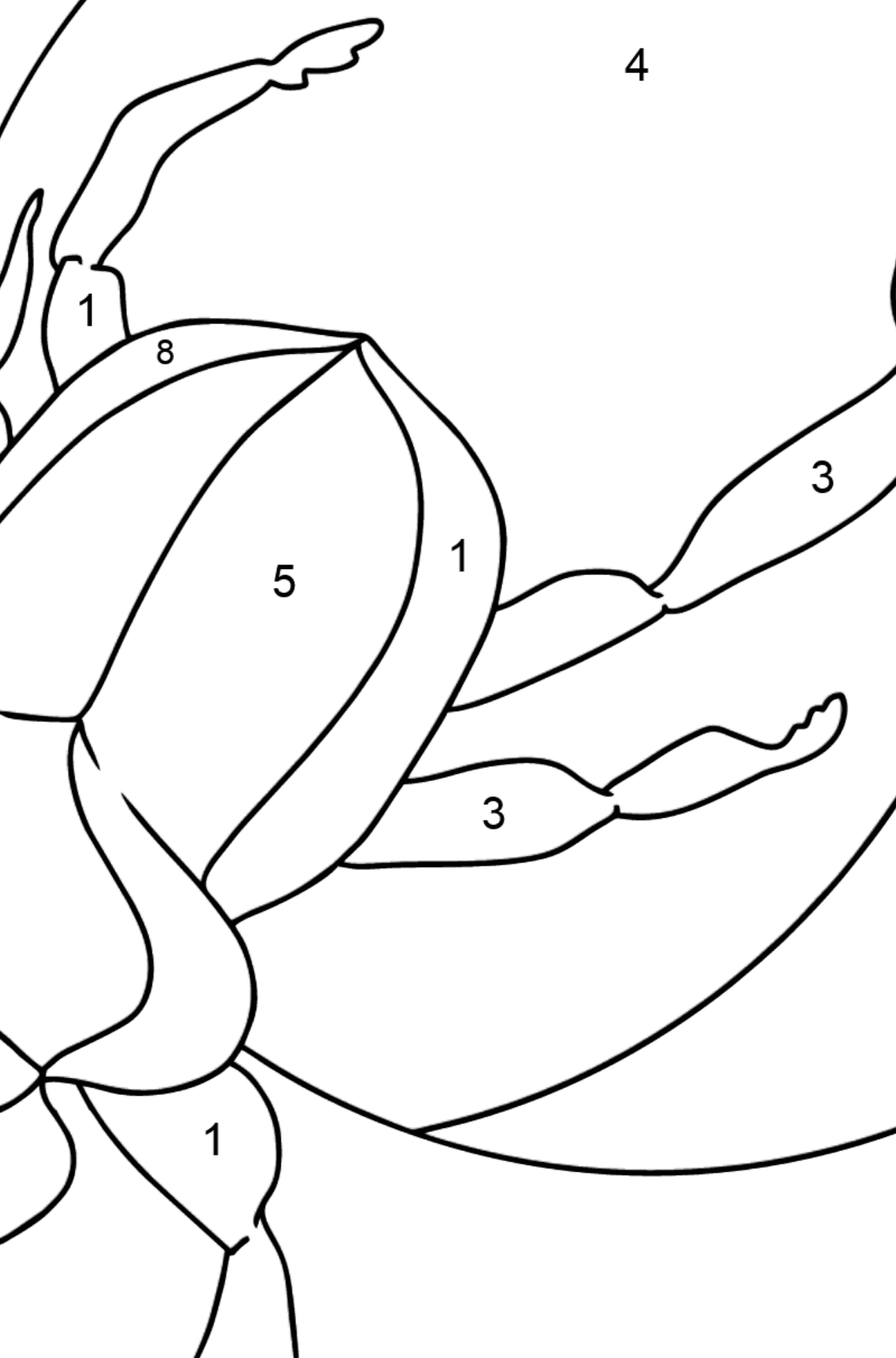 Desen de colorat Gândacul scarab - Desen de colorat după Număr pentru copii