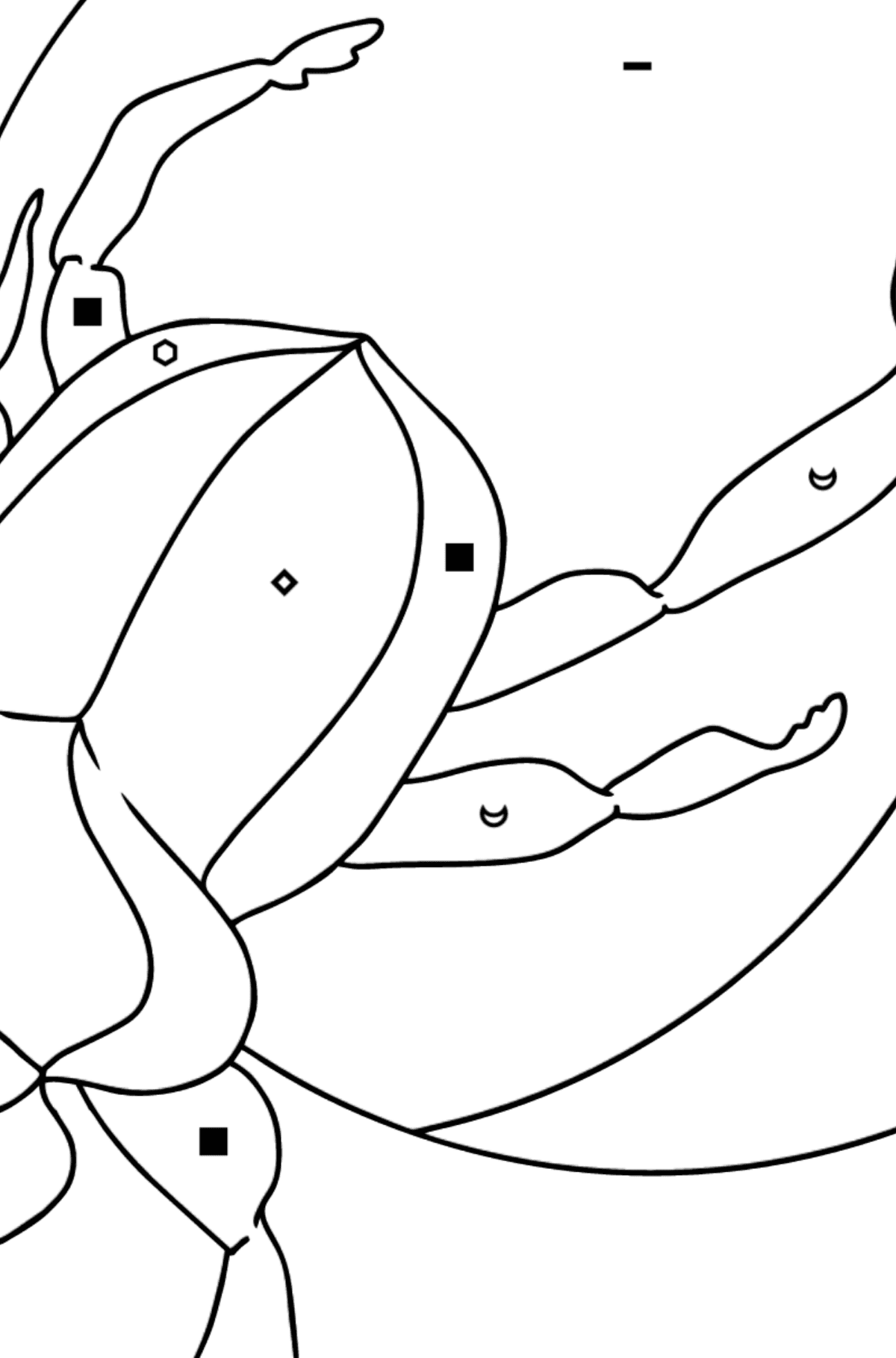 Tegning til farvning Scarab bille - farvelægning side efter symboler og geometriske former for børn
