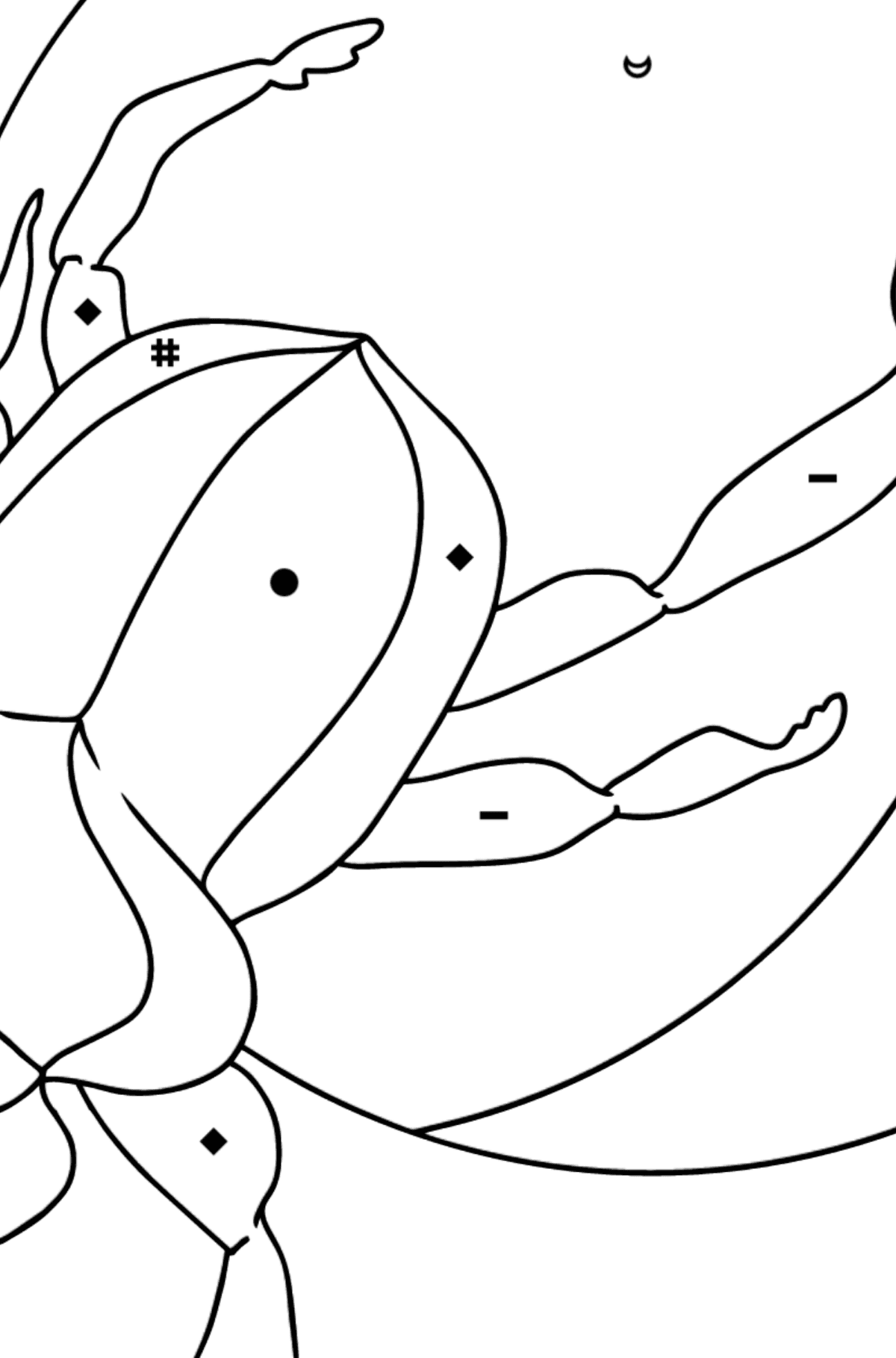 Tegning til farvning Scarab bille - Farvelægning af symbolerne for børn