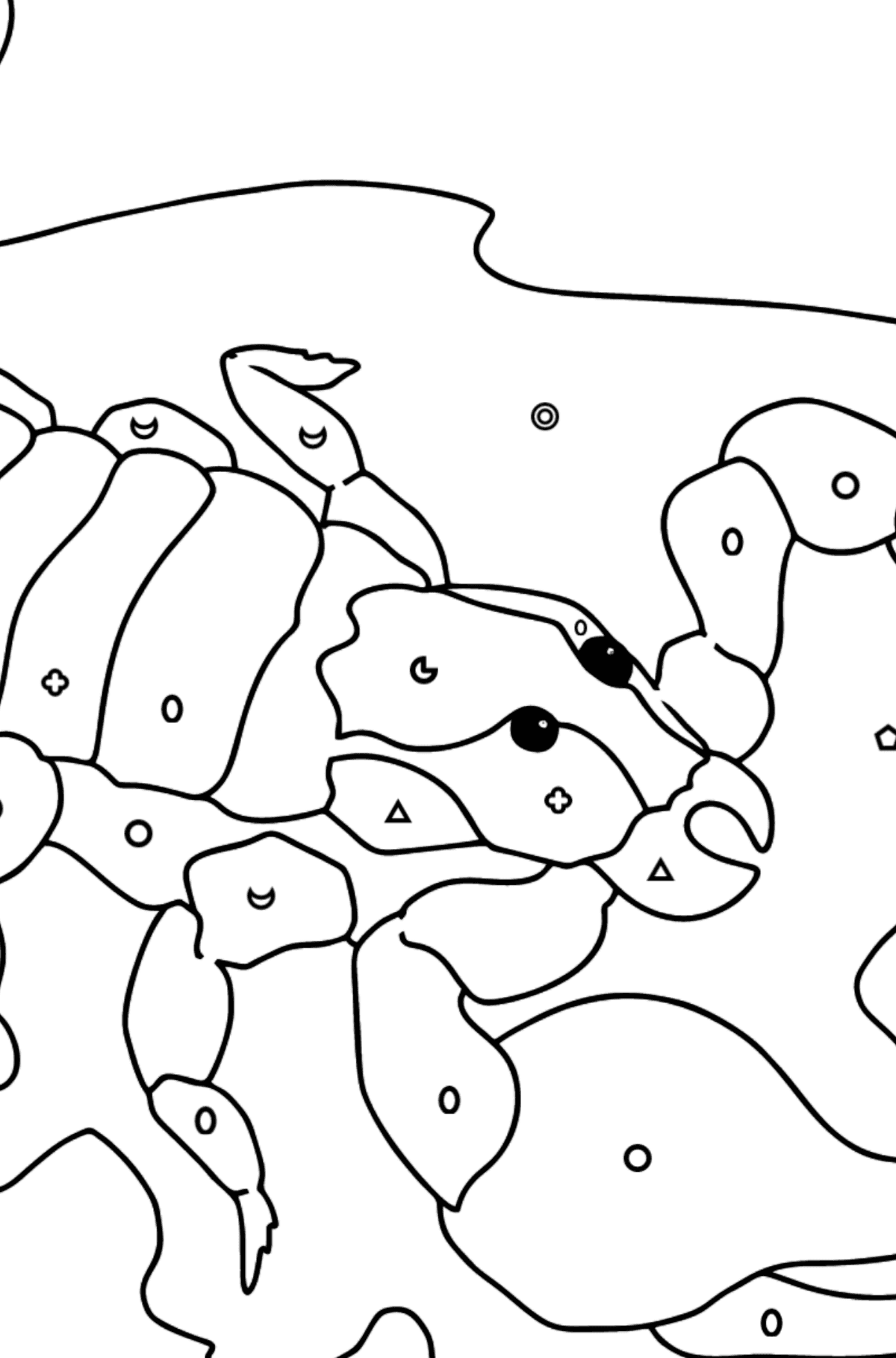 Kleurplaat zwarte schorpioen (moeilijk) - Kleuren met geometrische figuren voor kinderen