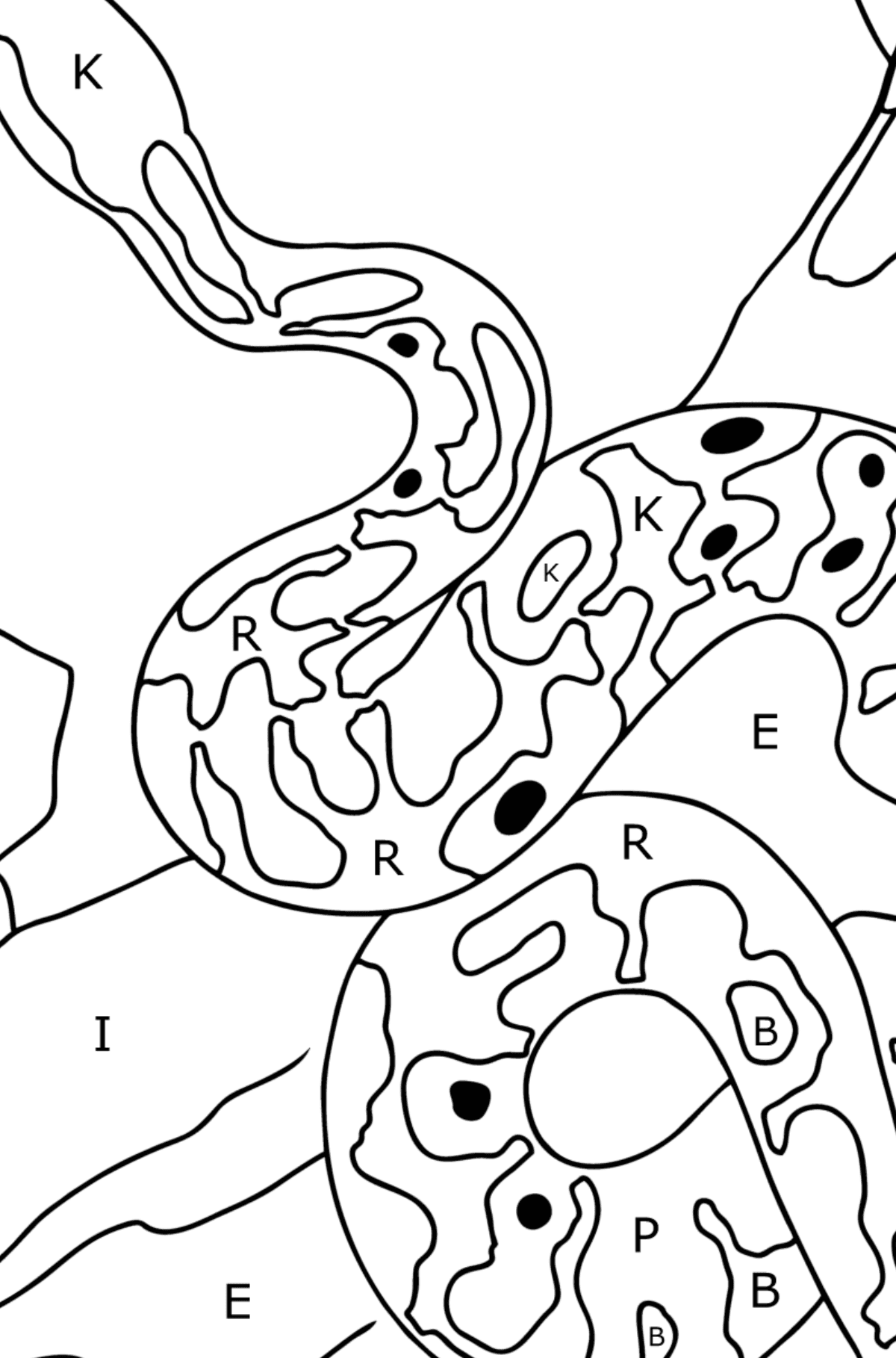 Disegno di Serpente da colorare - Colorare per lettere per bambini