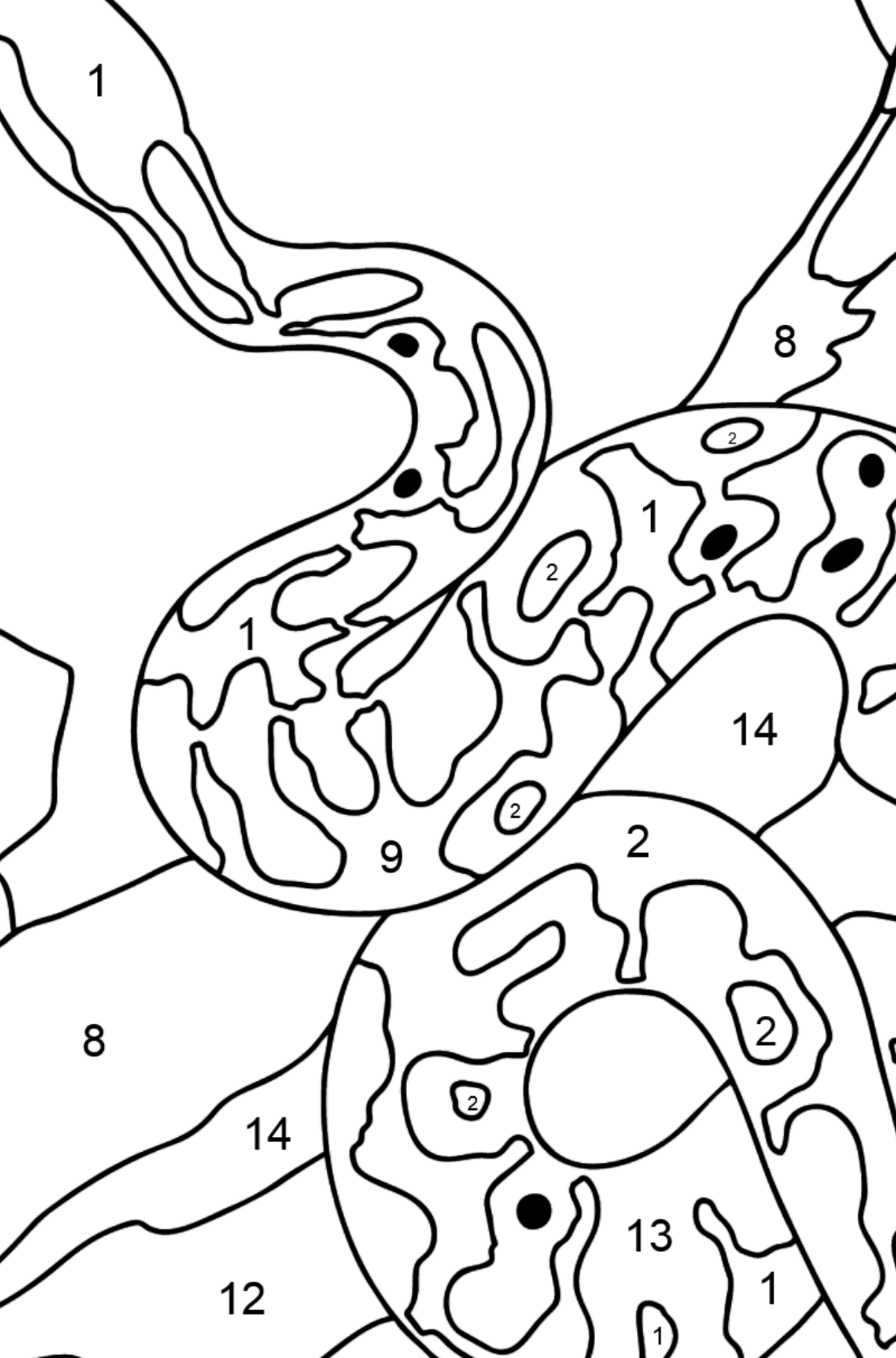 Interessante Disegni da Colorare serpente - Colorare per numero per bambini