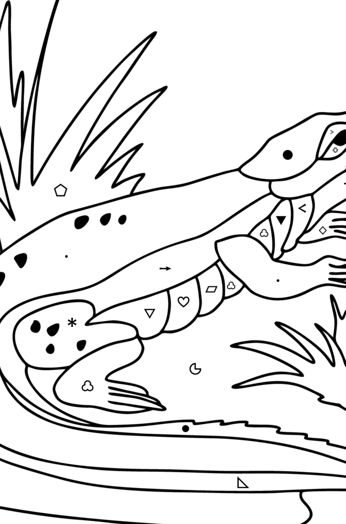 Krokodil dzsungel kifestő - Színezés szimbólumokkal és geometriai alakzatokkal gyerekeknek