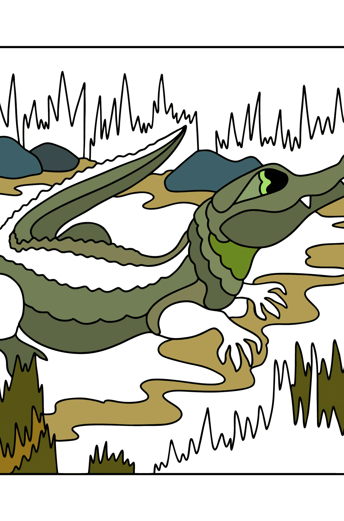 Coloriage Crocodile d'eau douce - Coloriages pour les Enfants