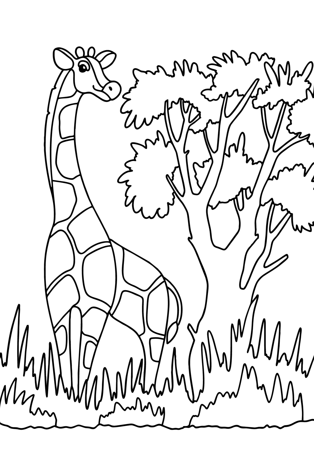 Zsiráf a természetben kifestő - Színező oldalak gyerekeknek