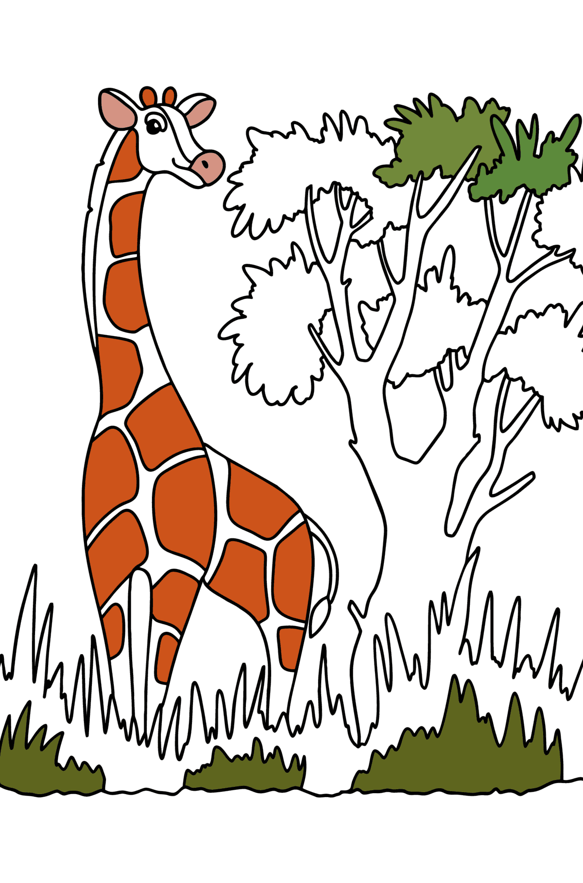 Giraffen in der Natur ausmalbild - Malvorlagen für Kinder
