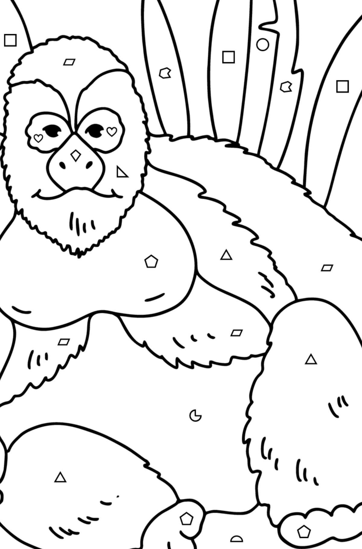 Disegno da colorare Gorilla - Colorare per forme geometriche per bambini