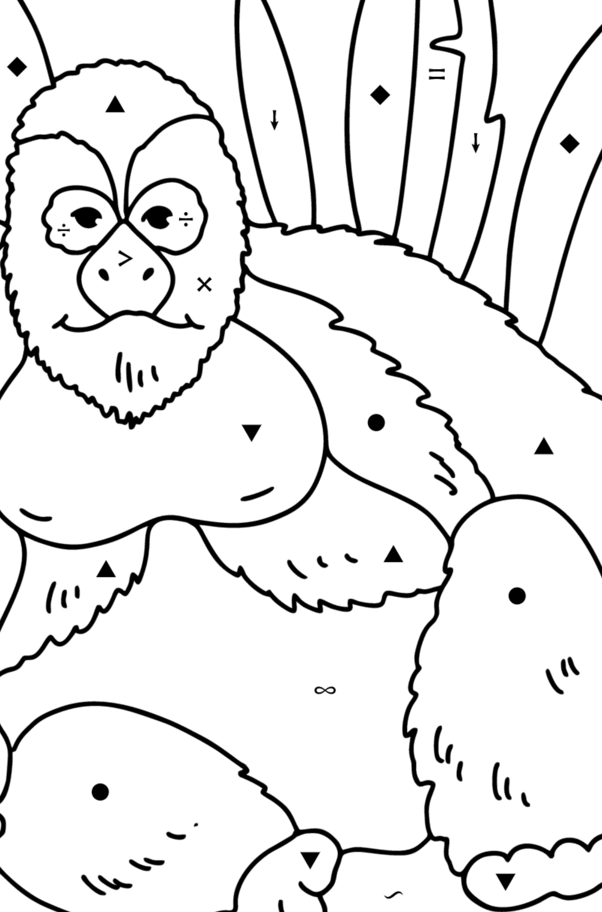 Disegno da colorare Gorilla - Colorare per simboli per bambini