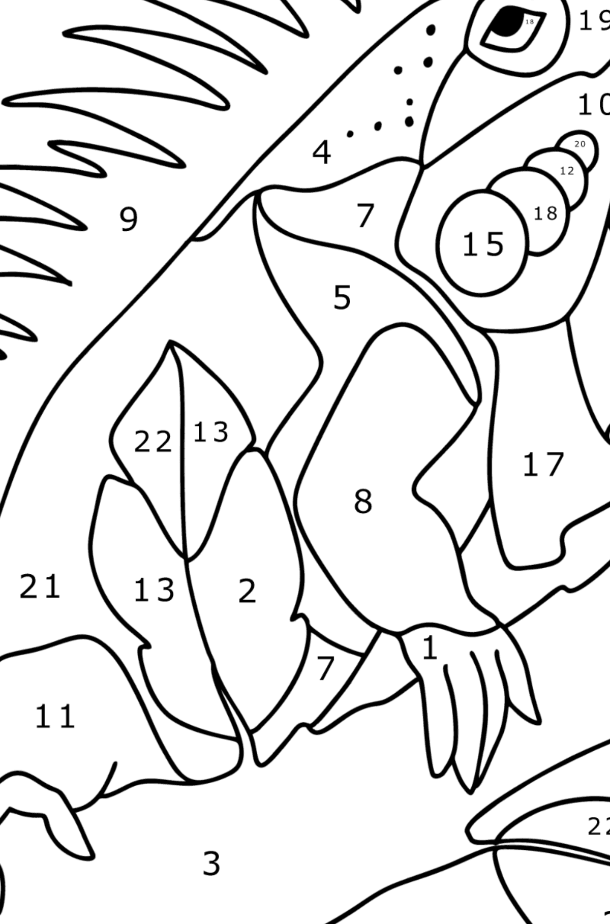 Desen de colorat Iguană în deșert - Desen de colorat după Număr pentru copii