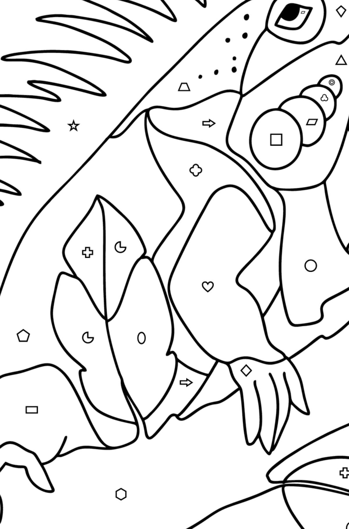 Desen de colorat Iguană în deșert - Desen de colorat după Forme Geometrice pentru copii