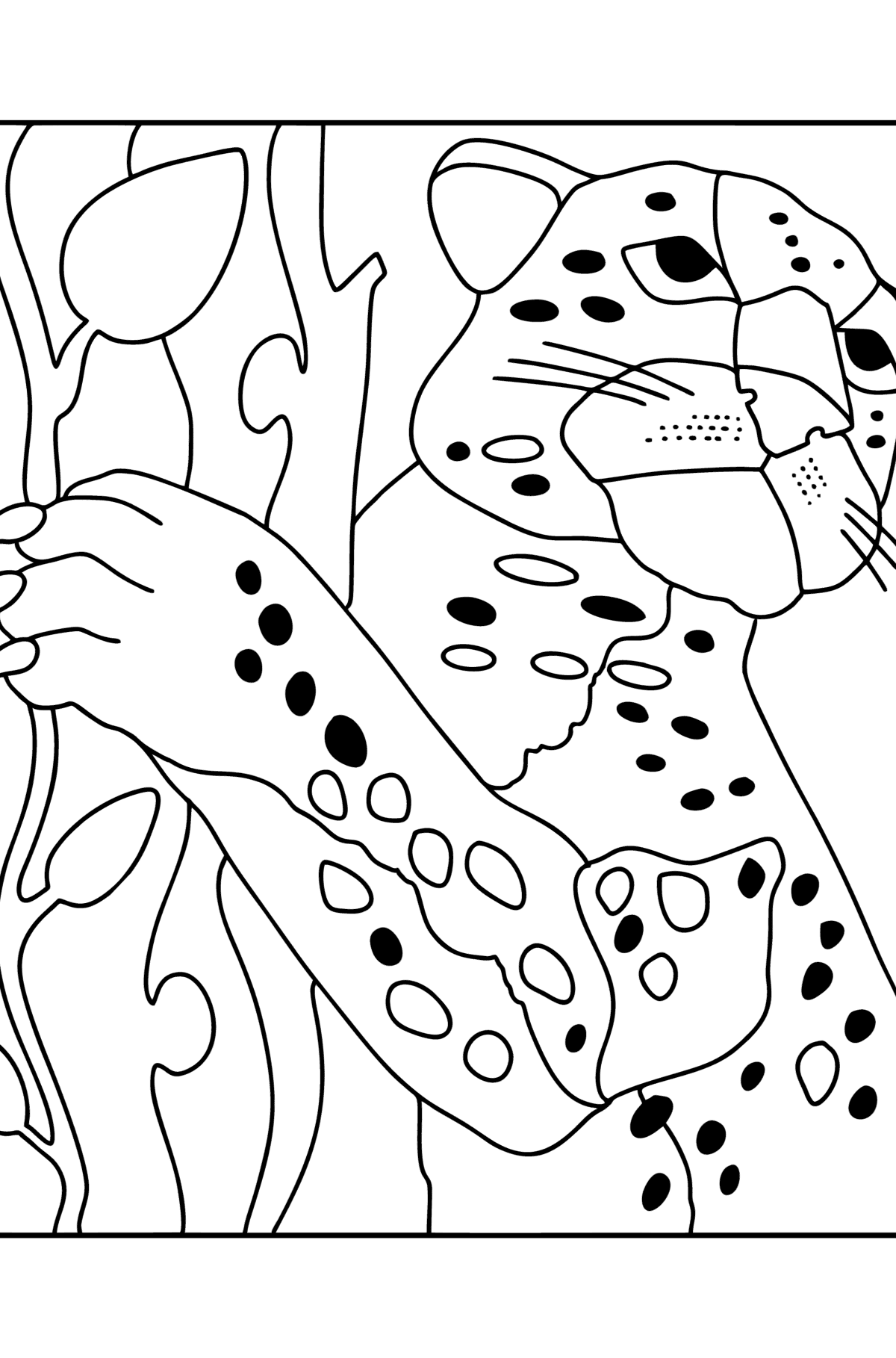 Boyama sayfası Jaguar Ormanı - Boyamalar çocuklar için