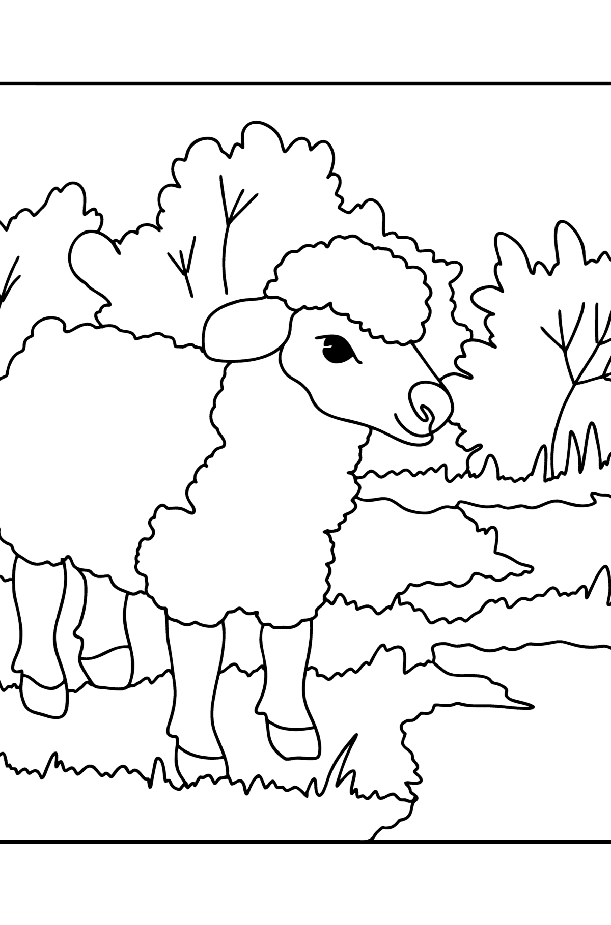 Bárány a természetben kifestő - Színező oldalak gyerekeknek