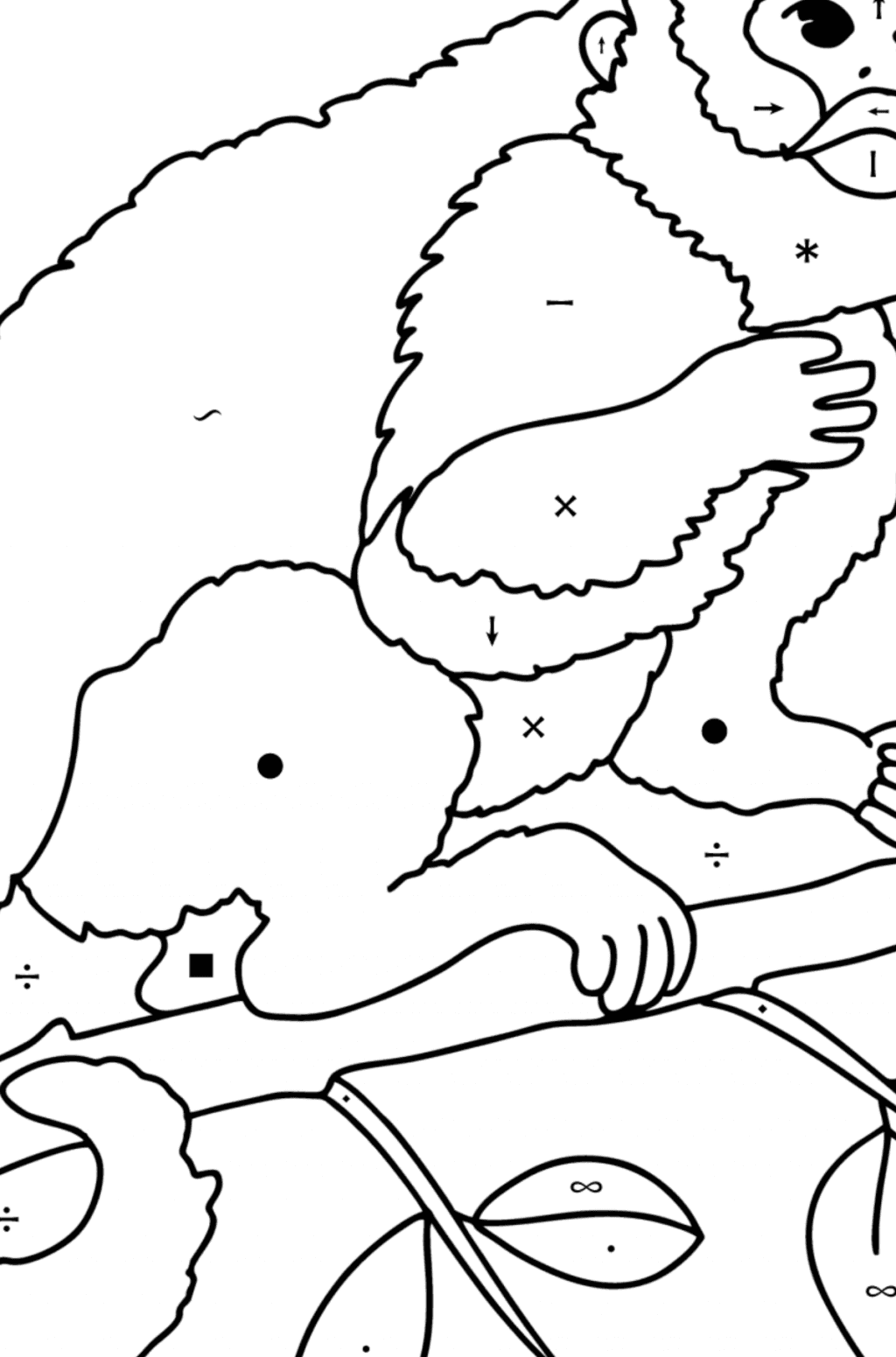 Monkey on a tree oloring page online and print for free 