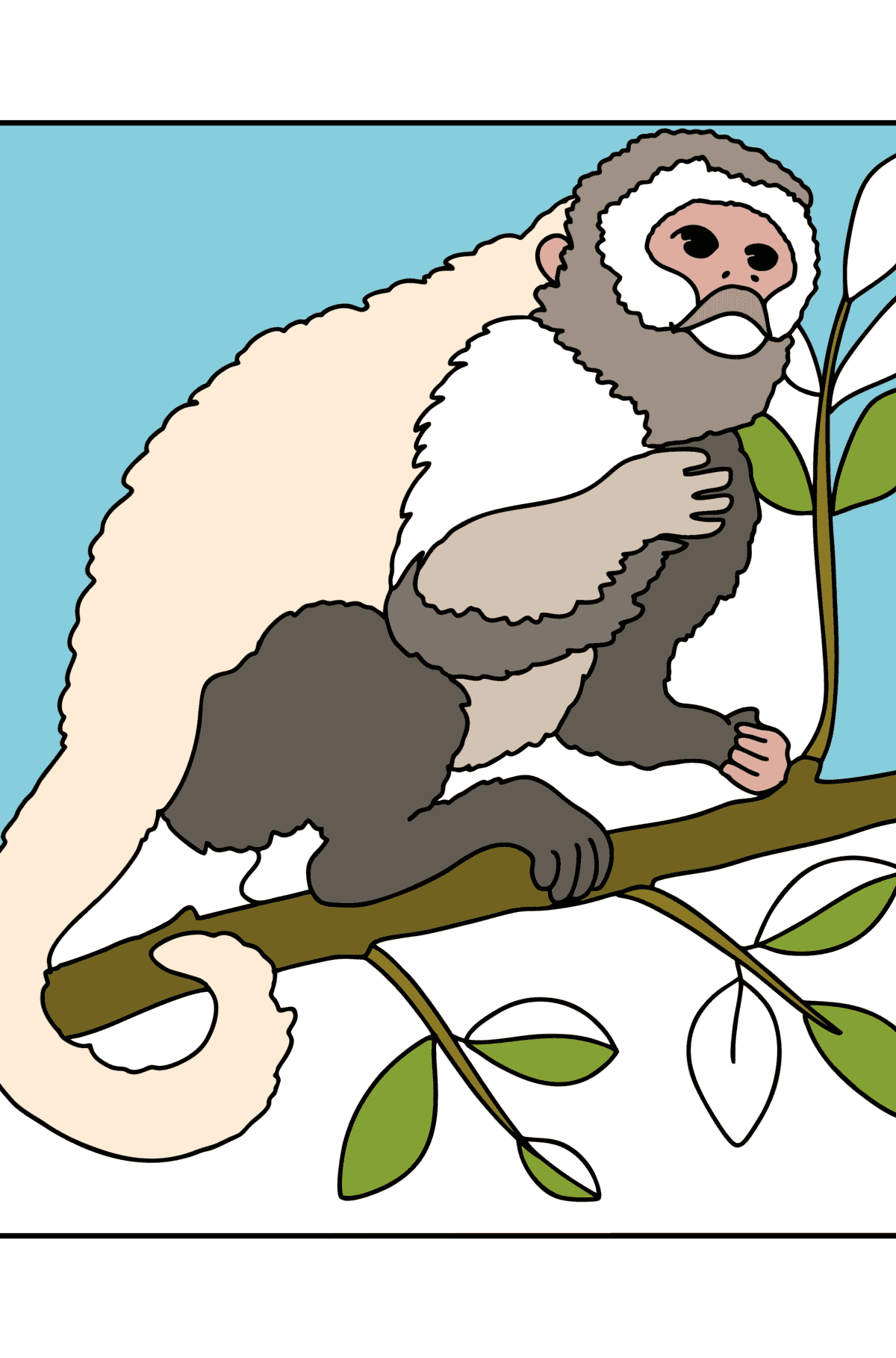 Affe auf einem Baum ausmalbild - Malvorlagen für Kinder