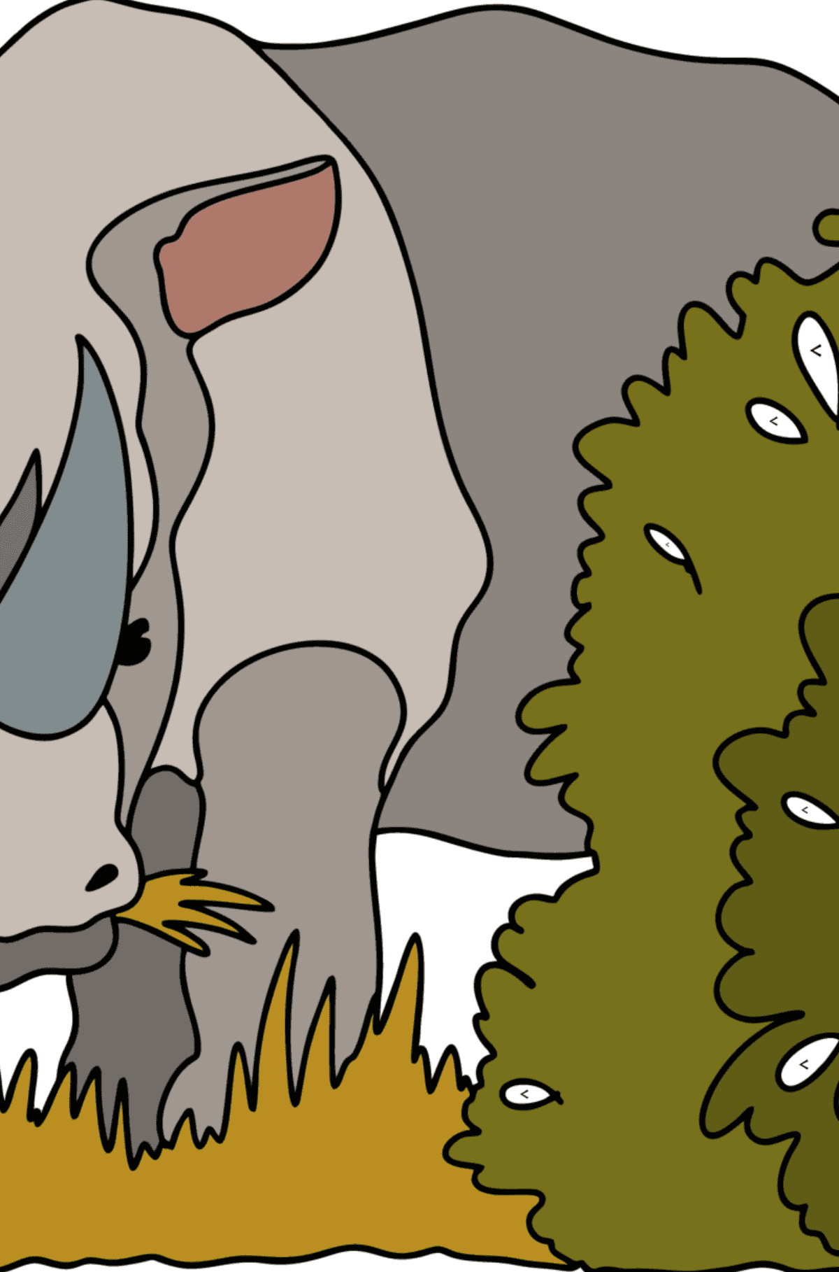 Розмальовка Носоріг в природі - Розмальовки за символами для дітей