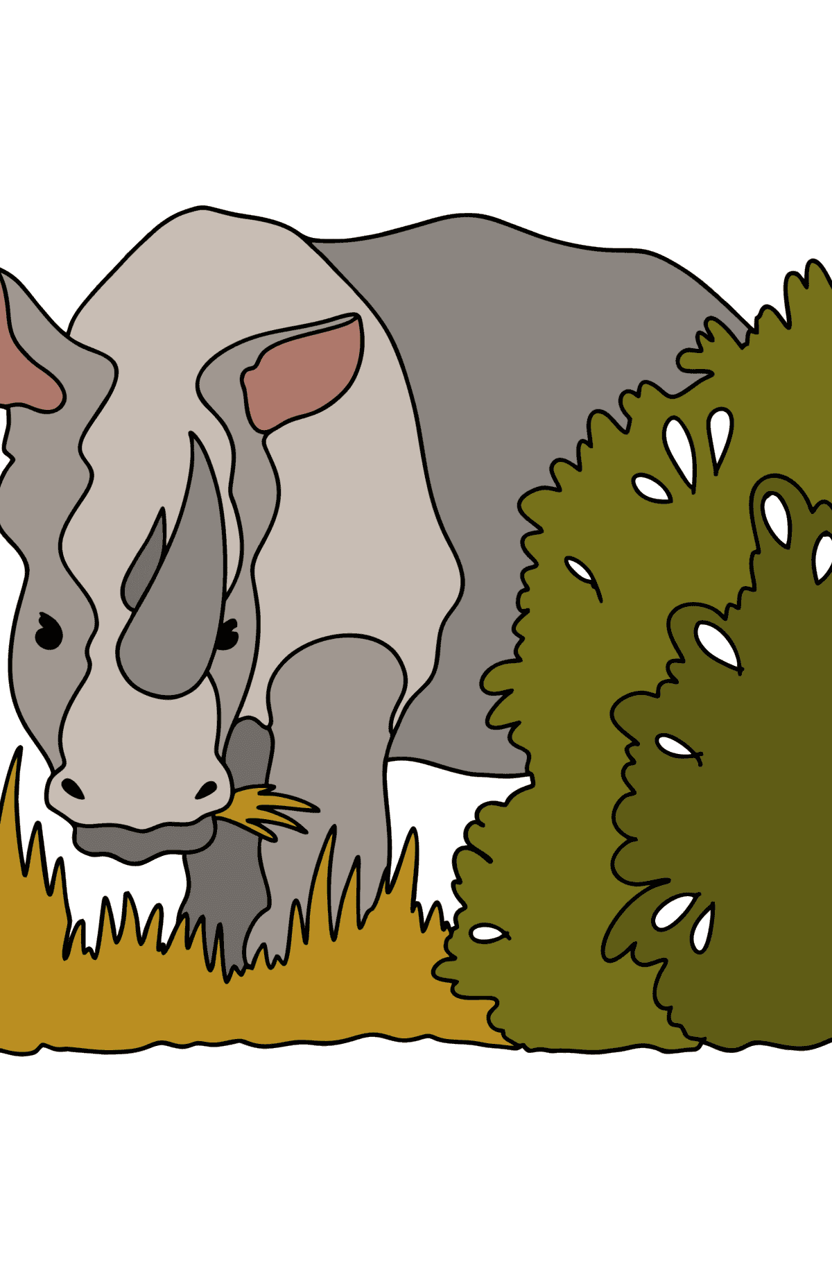 Desenho Rinoceronte na natureza para colorir - Desenhos para Colorir para Crianças