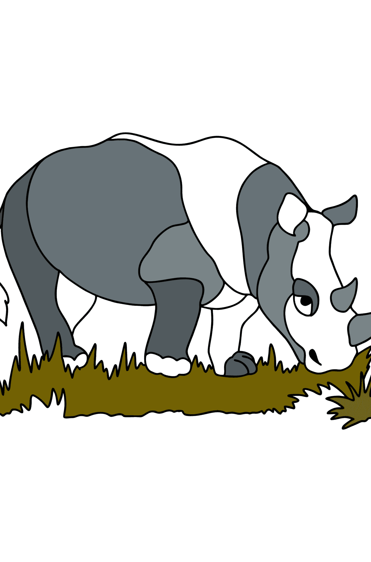 Coloriage Rhinocéros dans la savane - Coloriages pour les Enfants