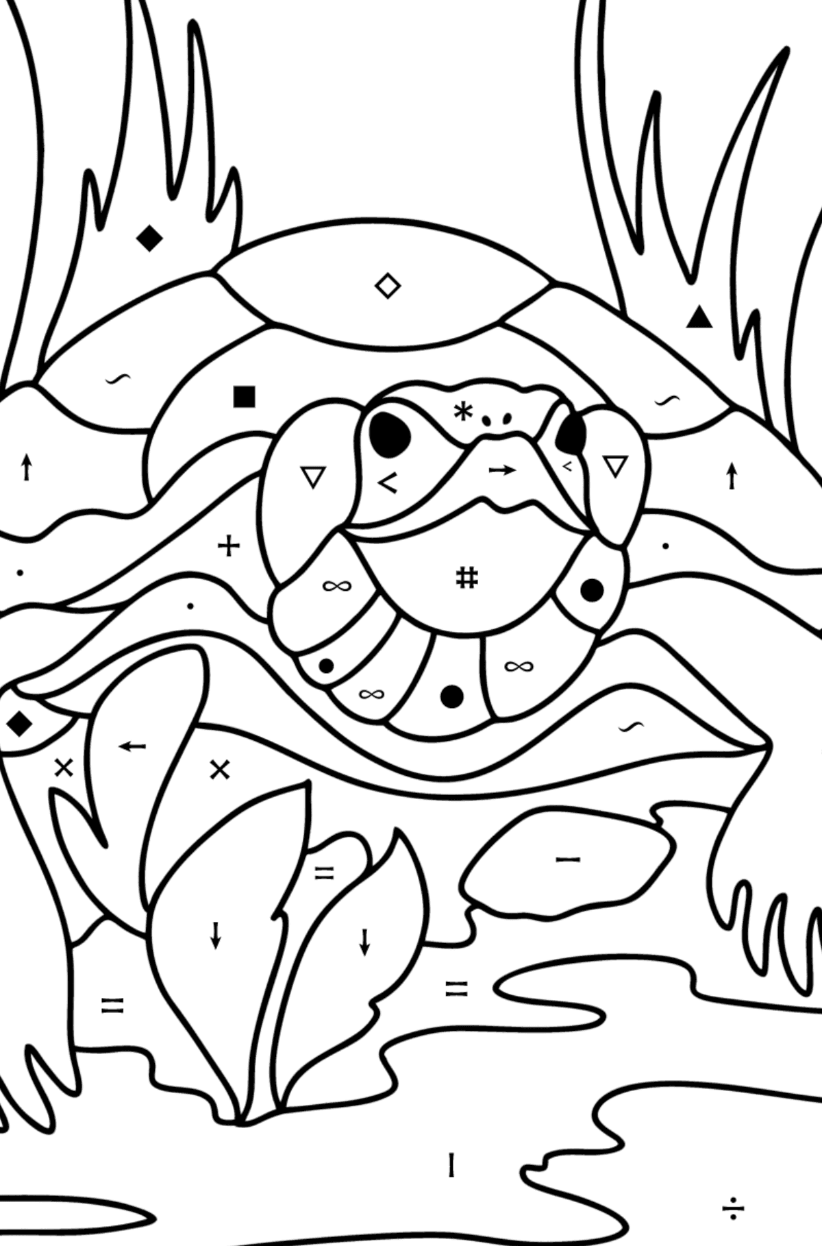 Disegno da colorare Tartaruga - Colorare per simboli per bambini