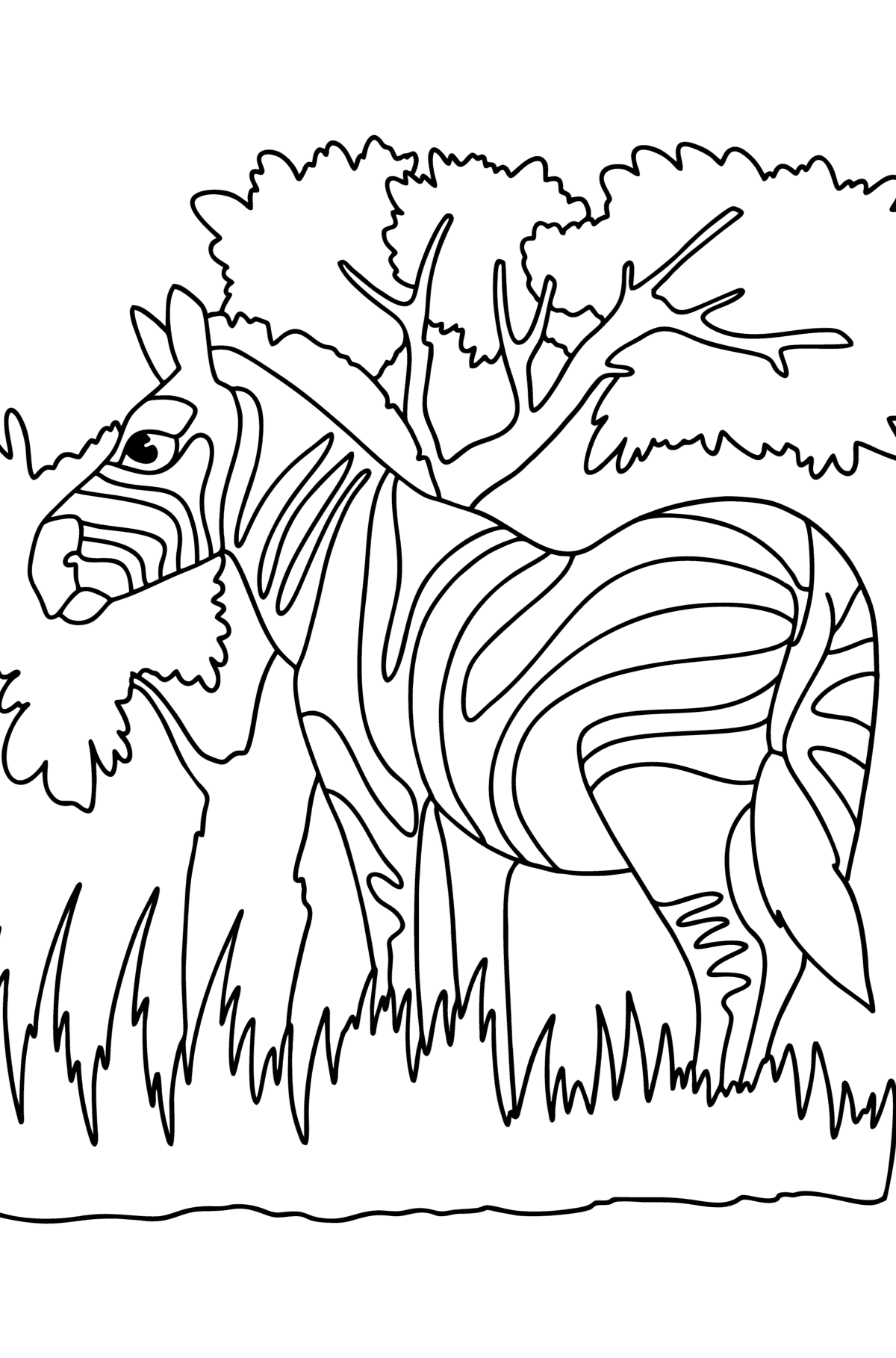 Zebra a természetben kifestő - Színező oldalak gyerekeknek