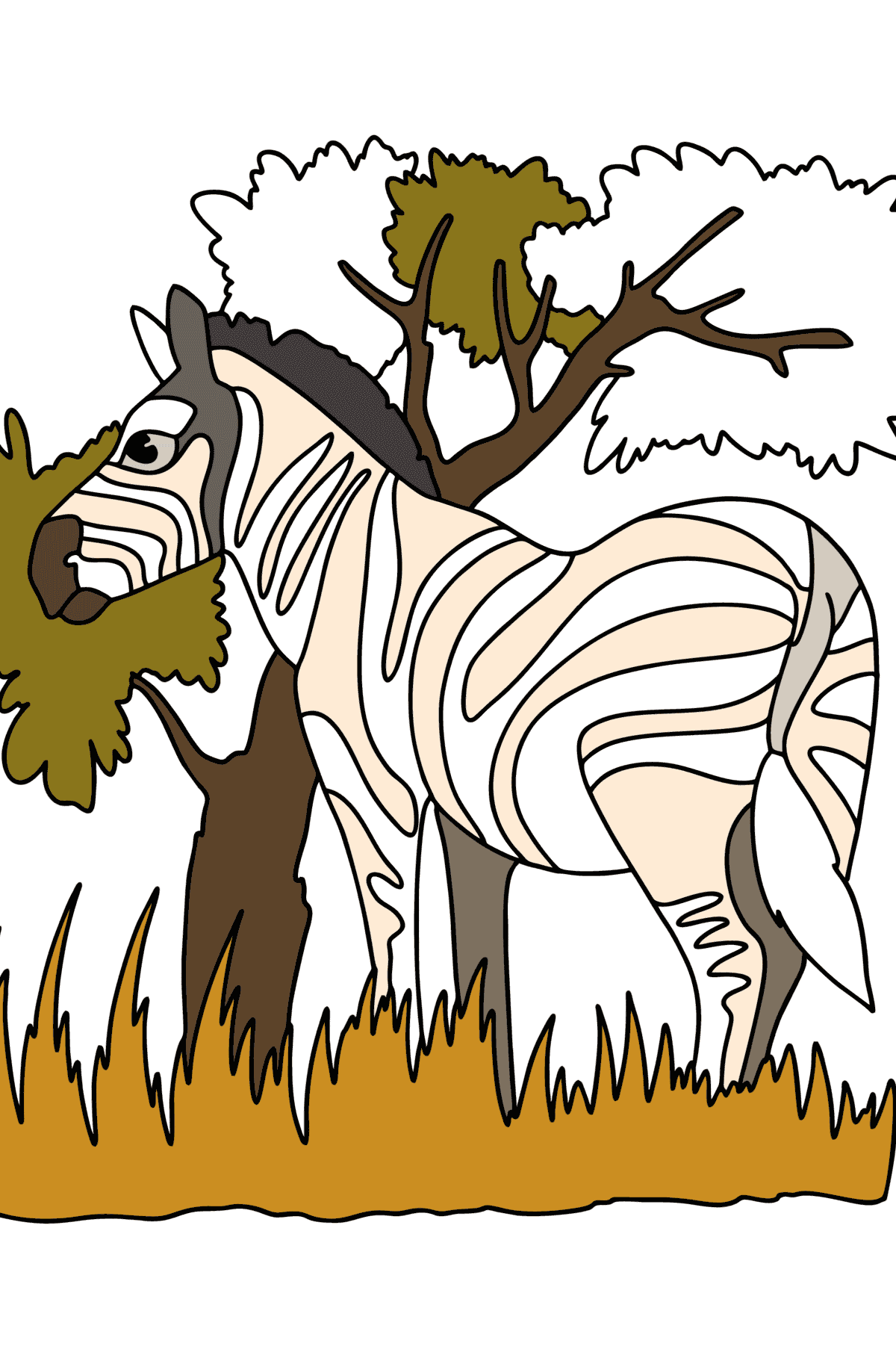 Zebras in der Natur ausmalbild - Malvorlagen für Kinder