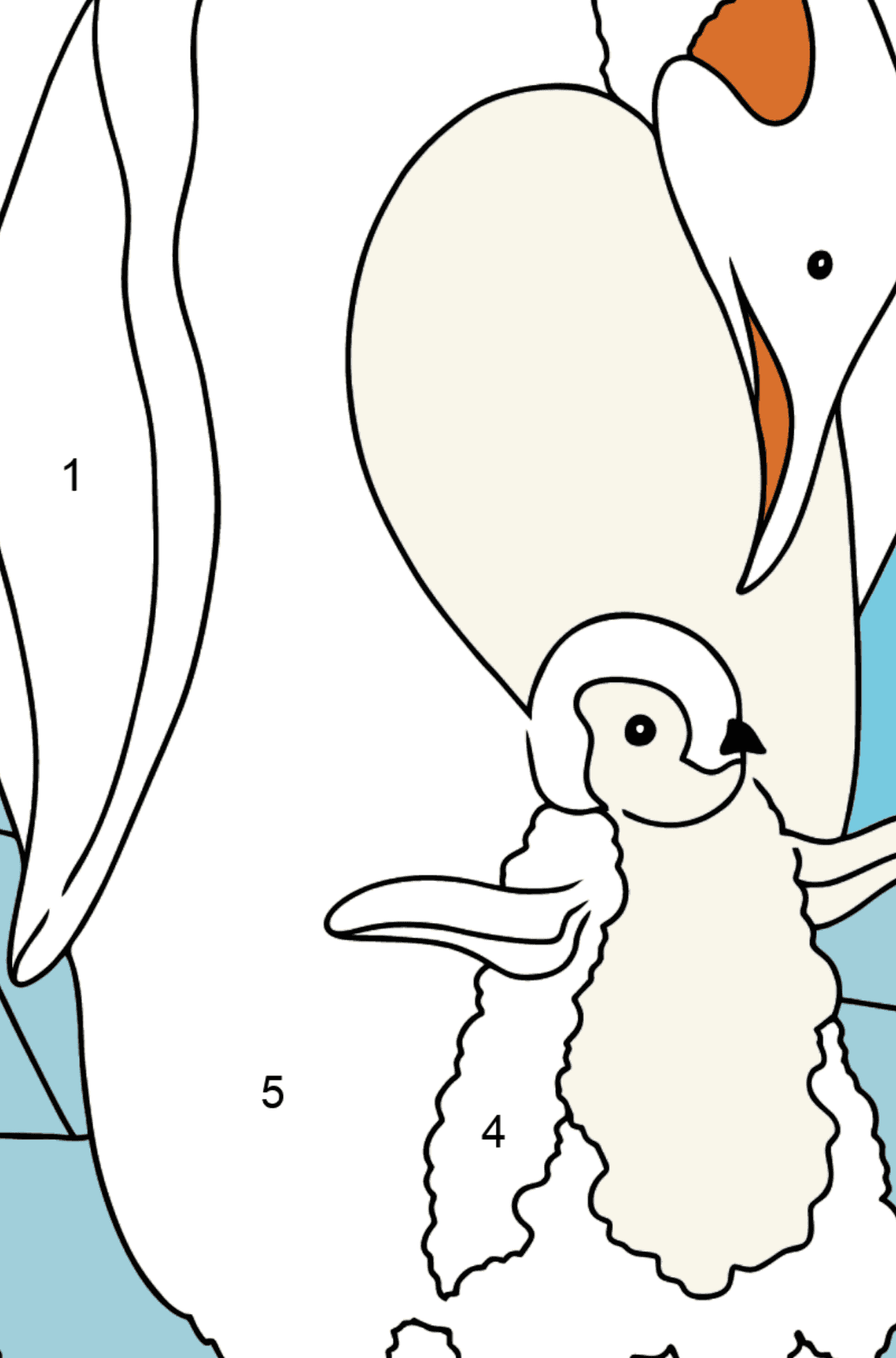 Coloring Page - A Caring Penguin - Coloring by Numbers for Kids