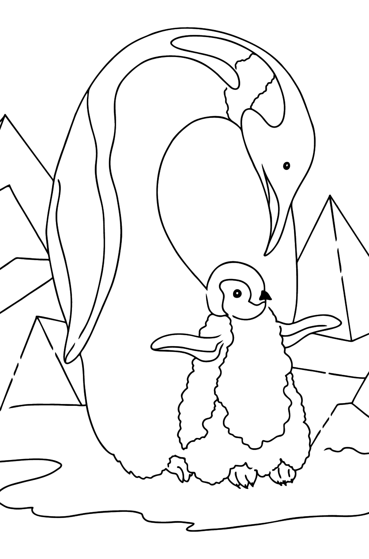 Dibujo para Colorear - Un Pingüino Cariñoso - Dibujos para Colorear para Niños