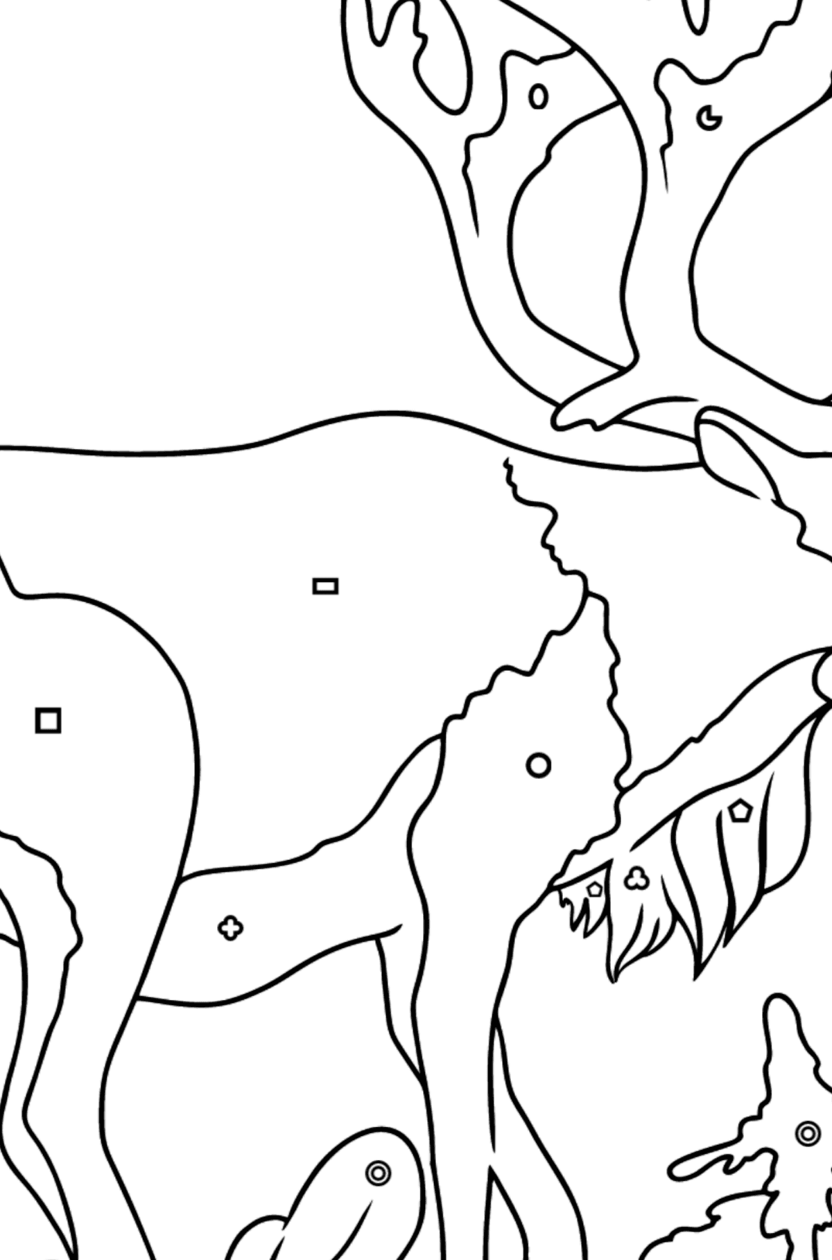 Tegning til farvning hjorte til børn - Farvelægning af geometriske figurer for børn