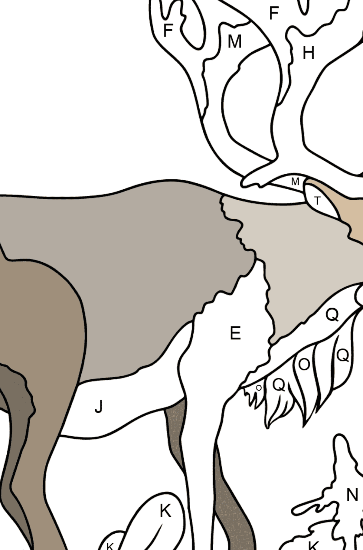 Coloring Page - A Noble Deer - Coloring by Letters for Kids