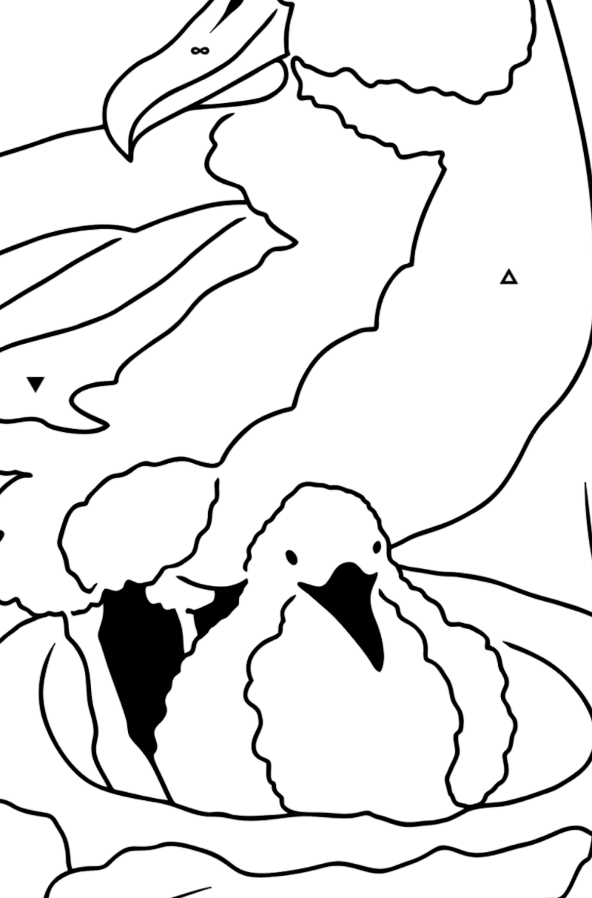 Tegning til farvning albatros (let) - Farvelægning af symbolerne for børn