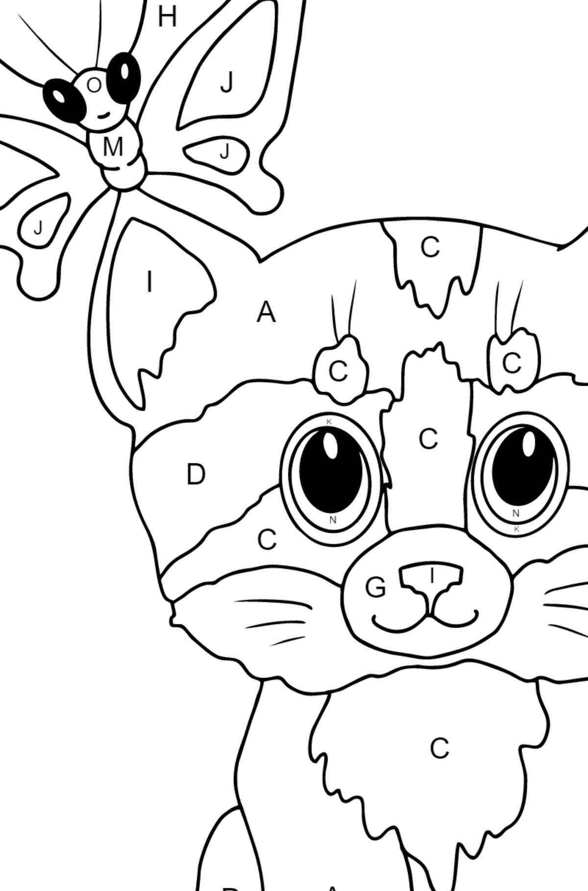 Gentle Kitten coloring page - Coloring by Letters for Kids