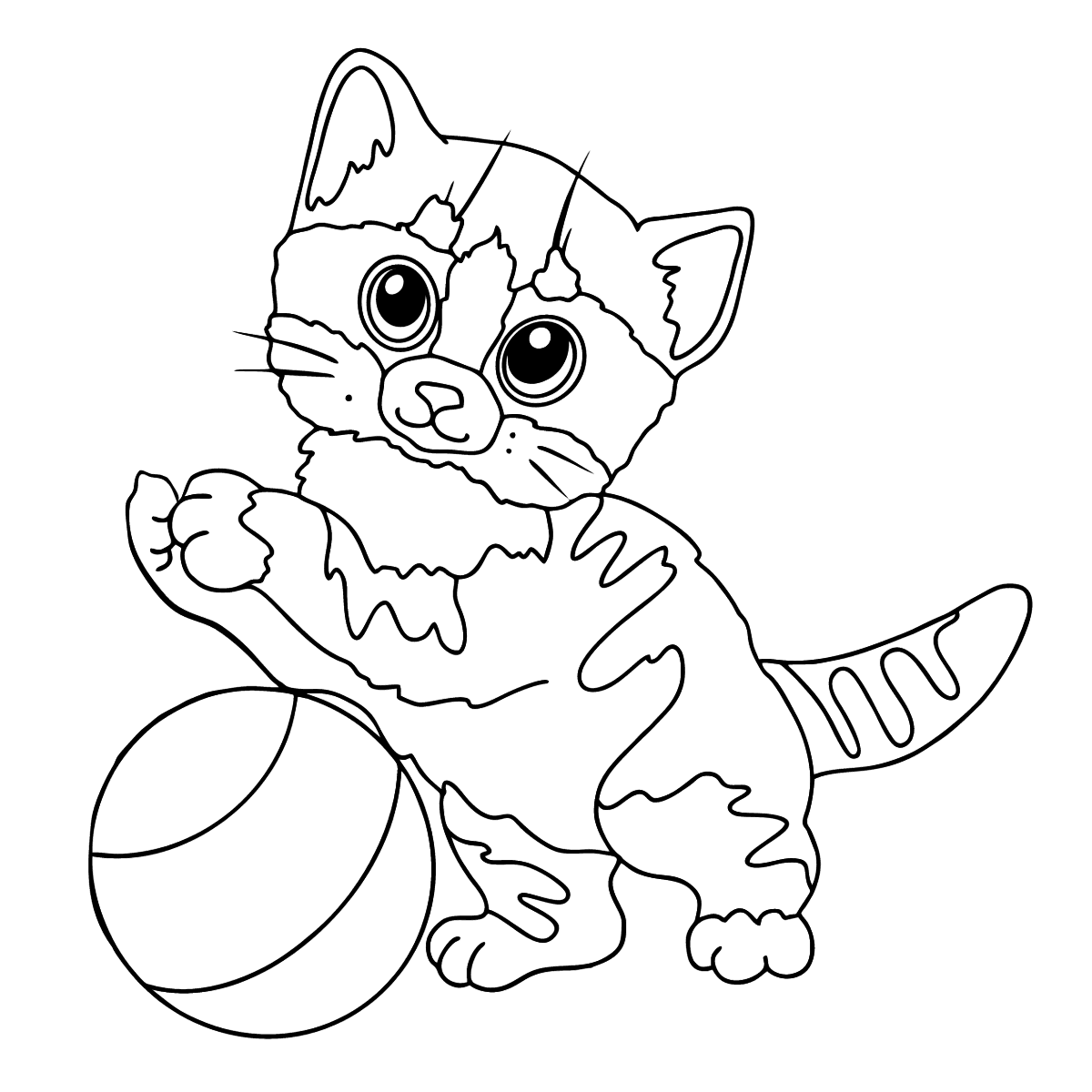 Funny Kitten coloring page ♥ Online and Print for Free!