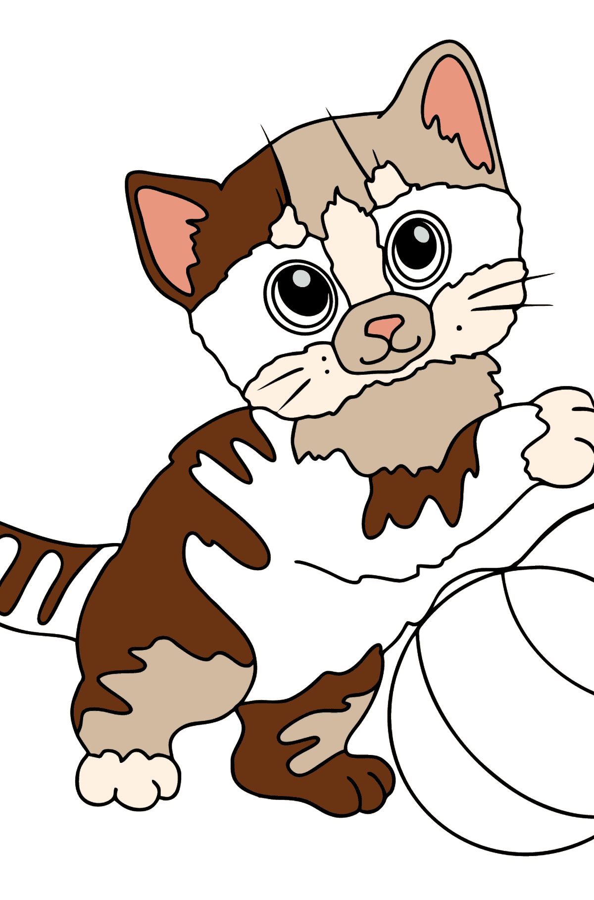 Página para colorear de gatito alegre - Dibujos para Colorear para Niños