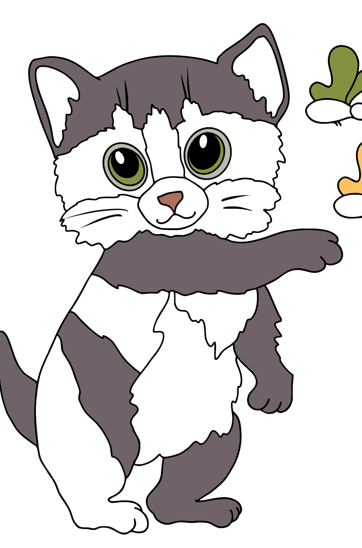 Dibujo de Lindo gatito para niños pequeños para colorear - Dibujos para Colorear para Niños
