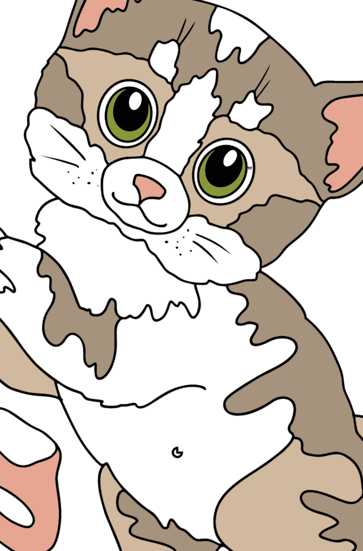 Desenho para colorir de Gatinho com Arco - Colorir por Formas Geométricas para Crianças