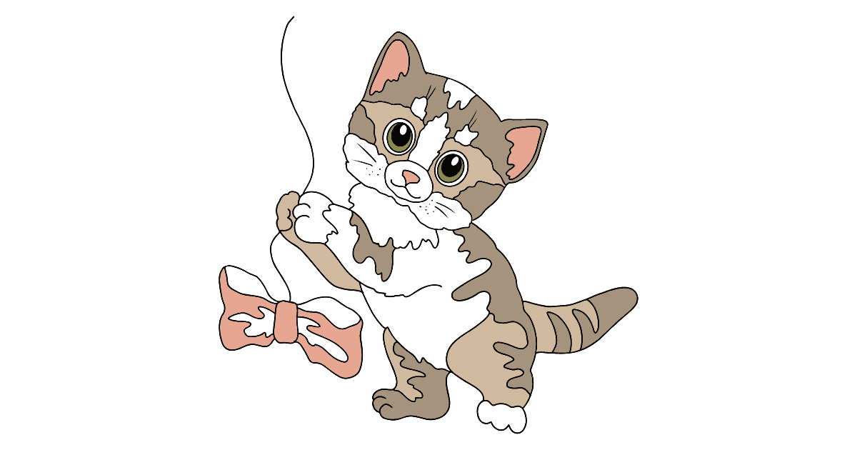 Kitten with a Bow coloring page ♥ Online and Print for Free!