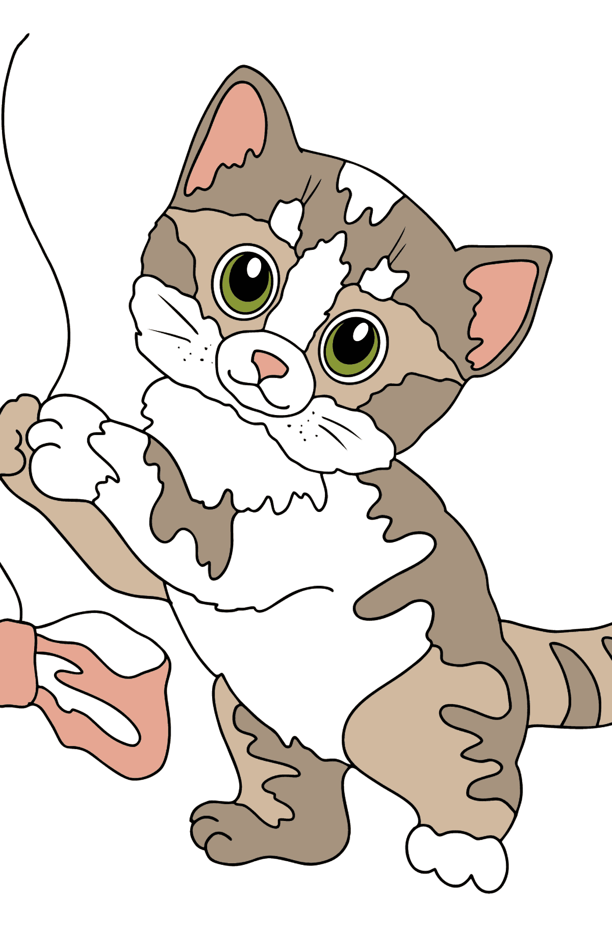 Coloriage chaton avec un arc - Coloriages pour les Enfants