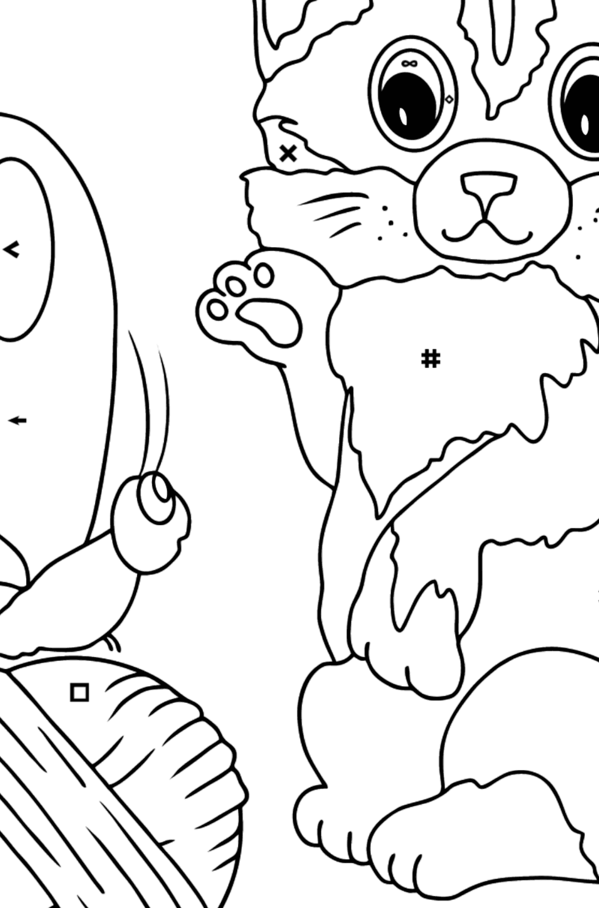 Desen de colorat pisicuta (simplu) - Desen de colorat după Simbol pentru copii