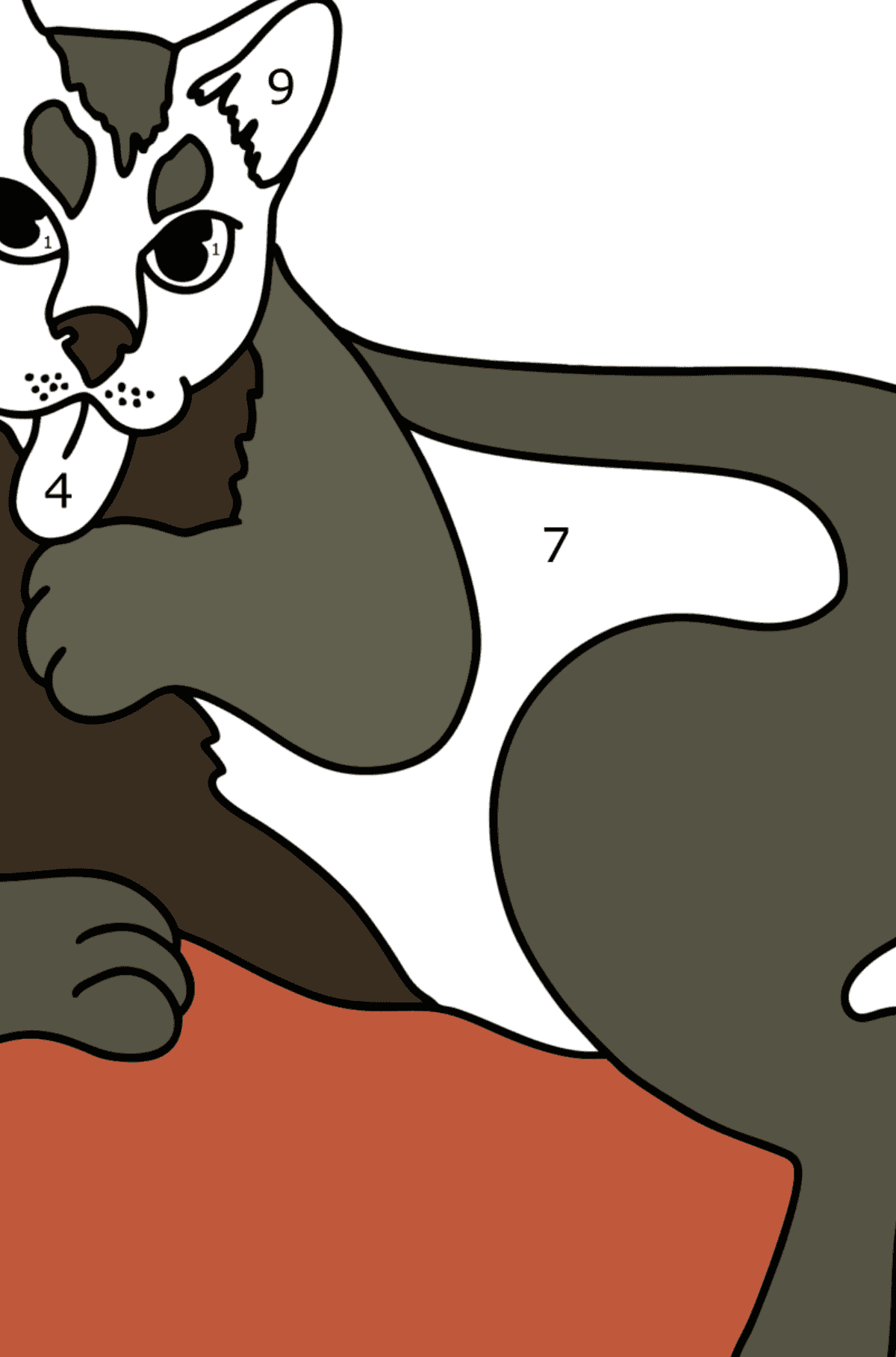 Desenho para colorir do gato preto - Colorir por Números para Crianças