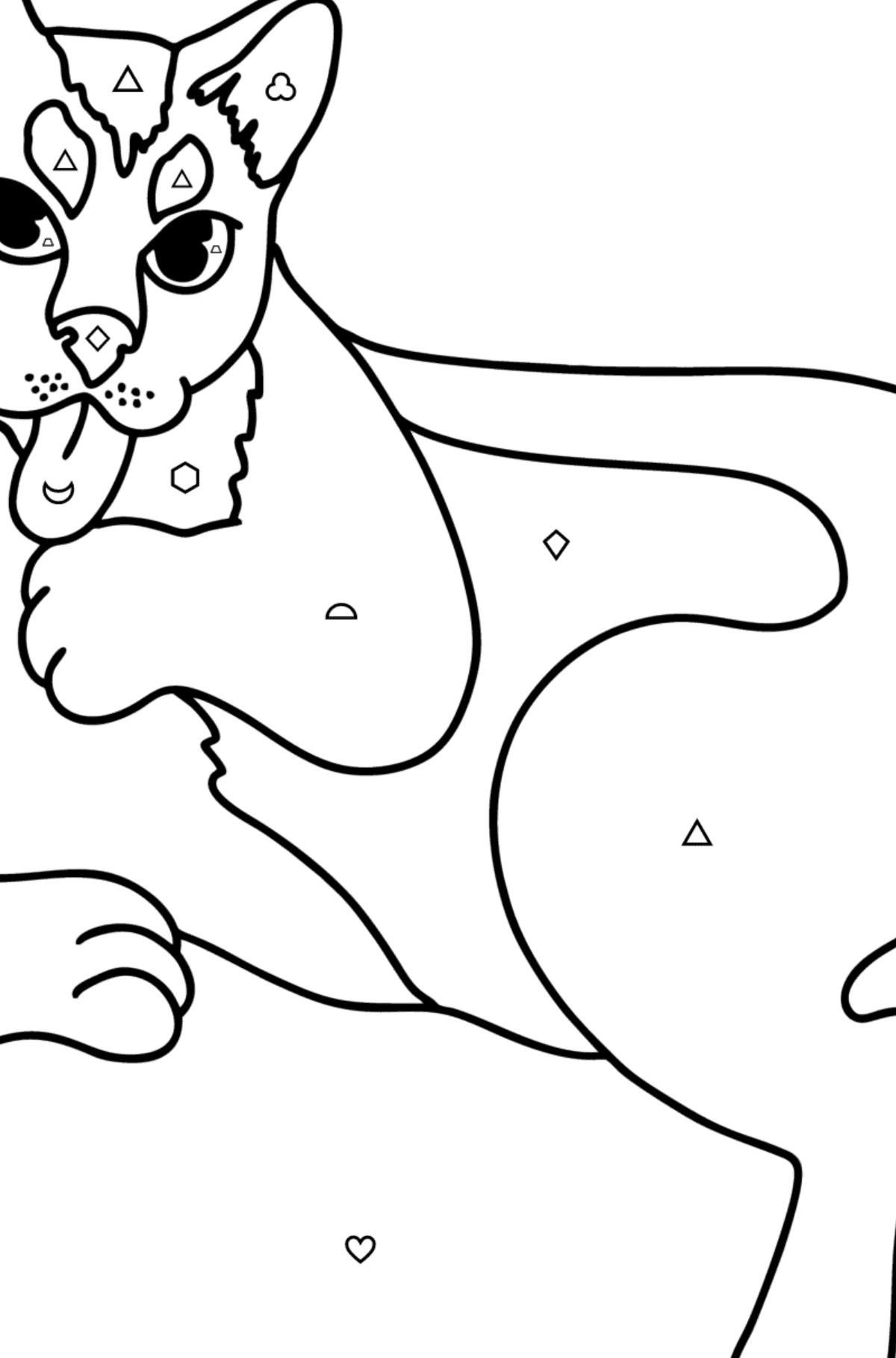 Black Cat coloring page - Coloring by Geometric Shapes for Kids