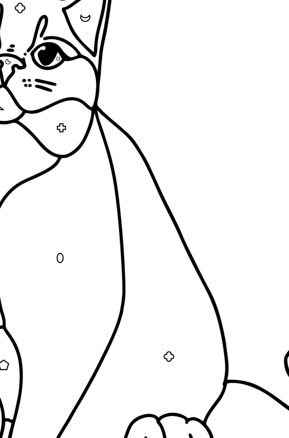 Ausmalbild Britische Katze - Ausmalen nach Geometrischen Formen für Kinder